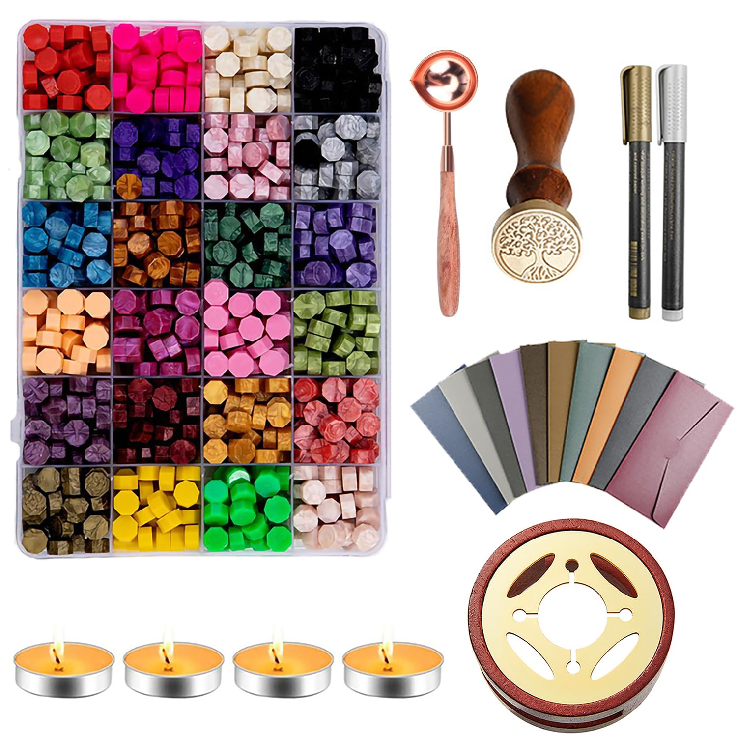 Wax Seal, Wax Seal Stamp Kit, Comes with Heater, Vintage Envelope, Wax Melting Spoon and More. Sealing Wax, for Making Wedding Invitations, Letters and Other Craft Projects (Multicolor) image number 3