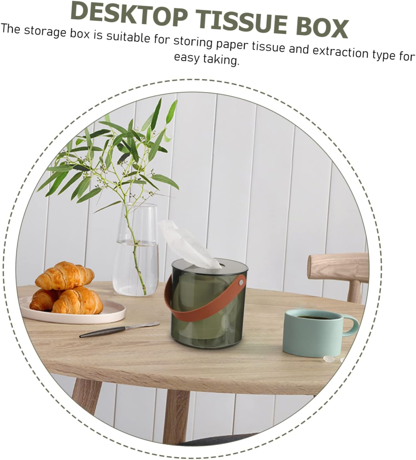Wall-Mounted Tissue Storage Box round Napkin Paper Box Easy Access Tissue Holder image number 2