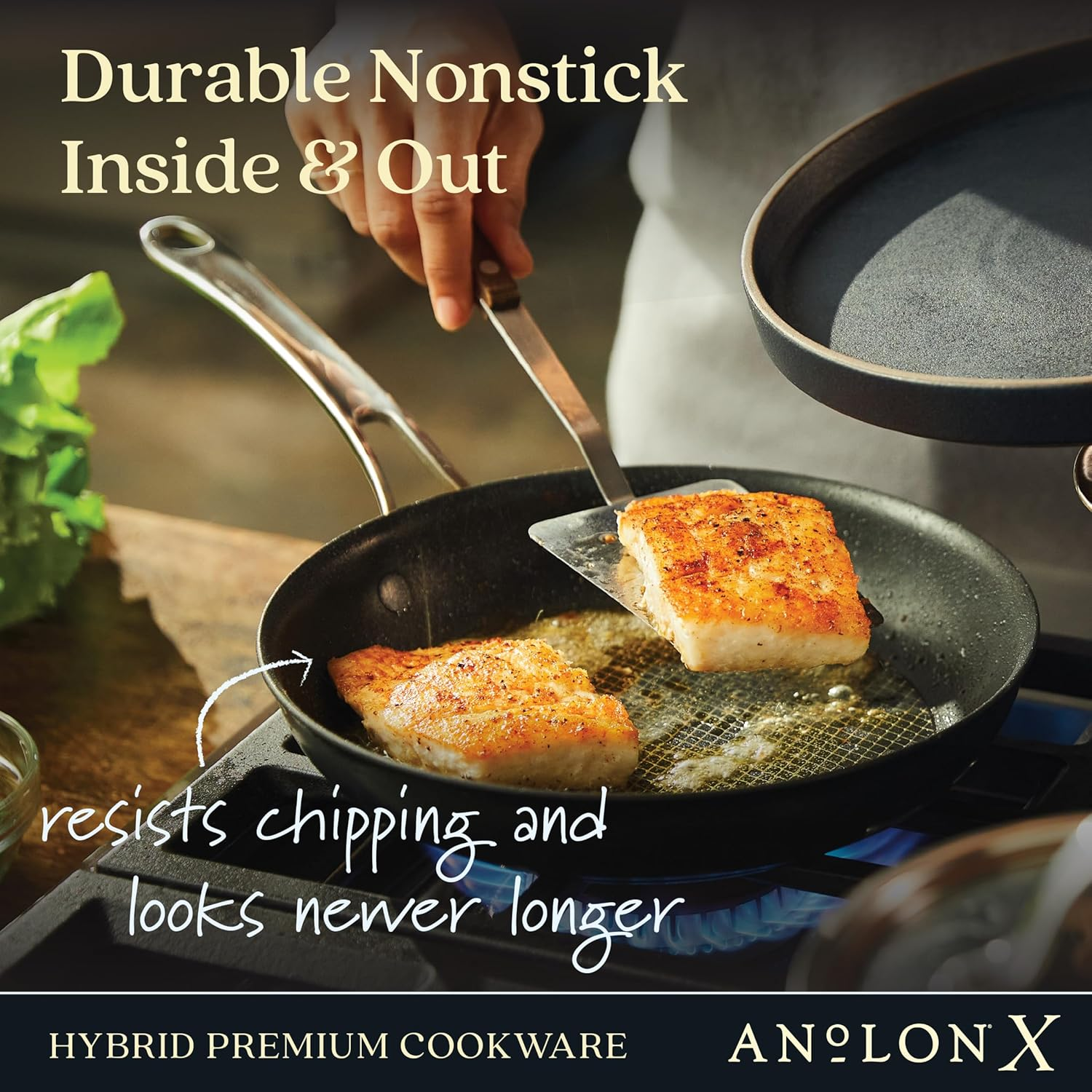 Anolon X Hybrid Nonstick Saucier with Lid, 2.5 Quart - Dark Gray image number 1