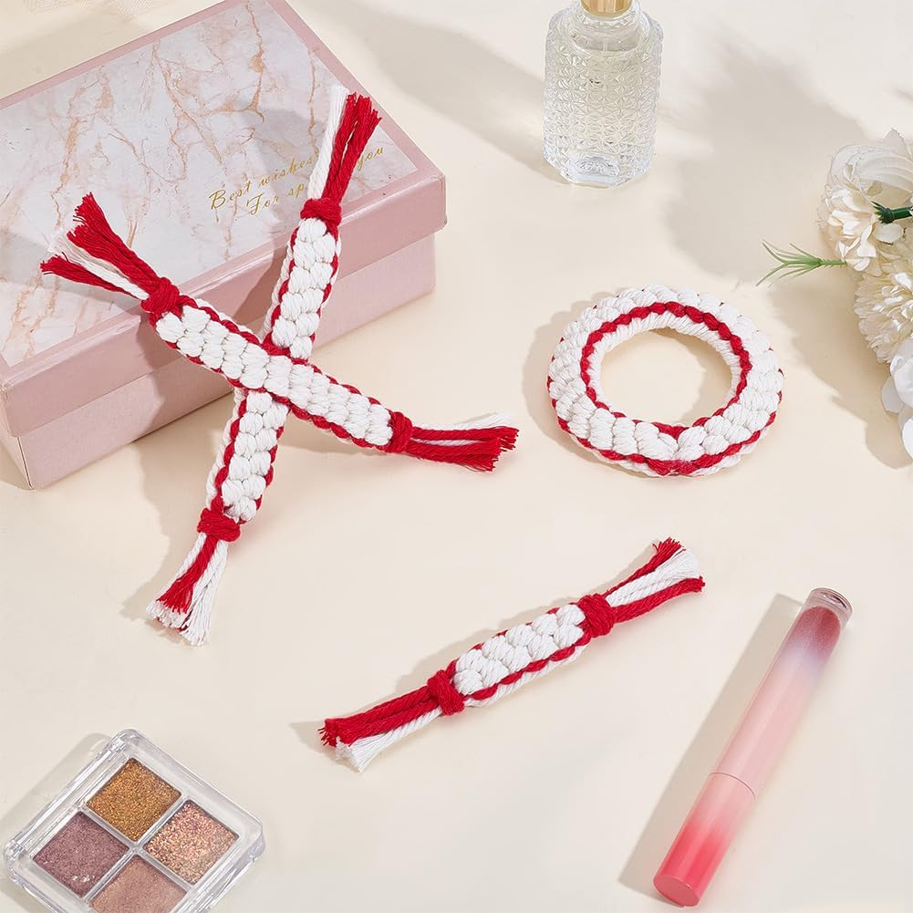 FREEBLOSS 3 Set Valentine'S Day Dog Chew Toys Kit Heart Shaped Dog Rope Macrame Kit Valentine'S Day Puppy Throwing Toy for Pet Teeth Cleaning Macrame Kit for Beginners image number 1