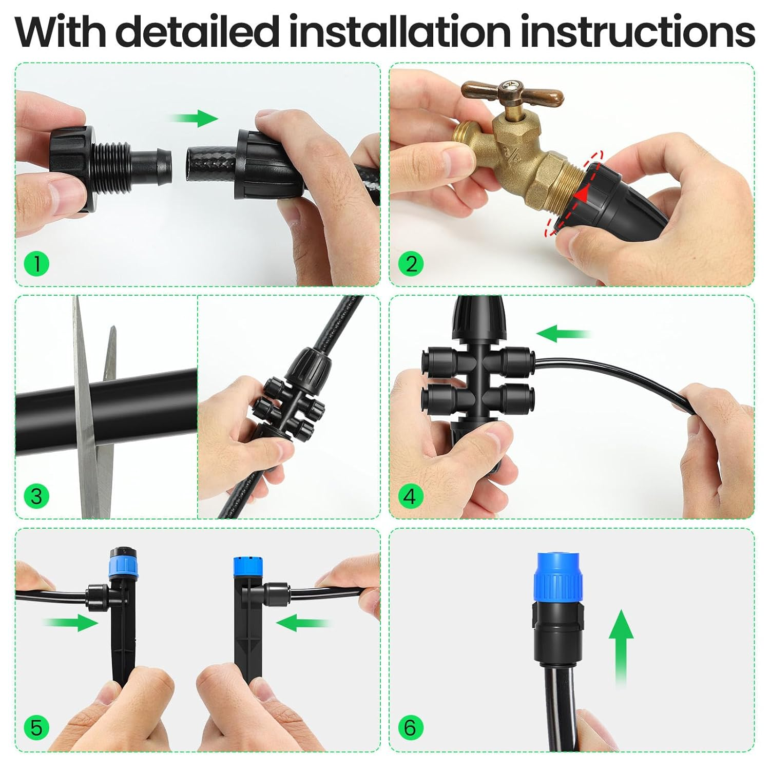 190.2FT Drip Irrigation System Kits Automatic Garden Watering Sprinkler with 1/2 &1/4 Inch Tubing Hose Patio Misting Plant Irrigation Water Equipment Quick Connector for Greenhouse Flower Beds Lawn image number 5