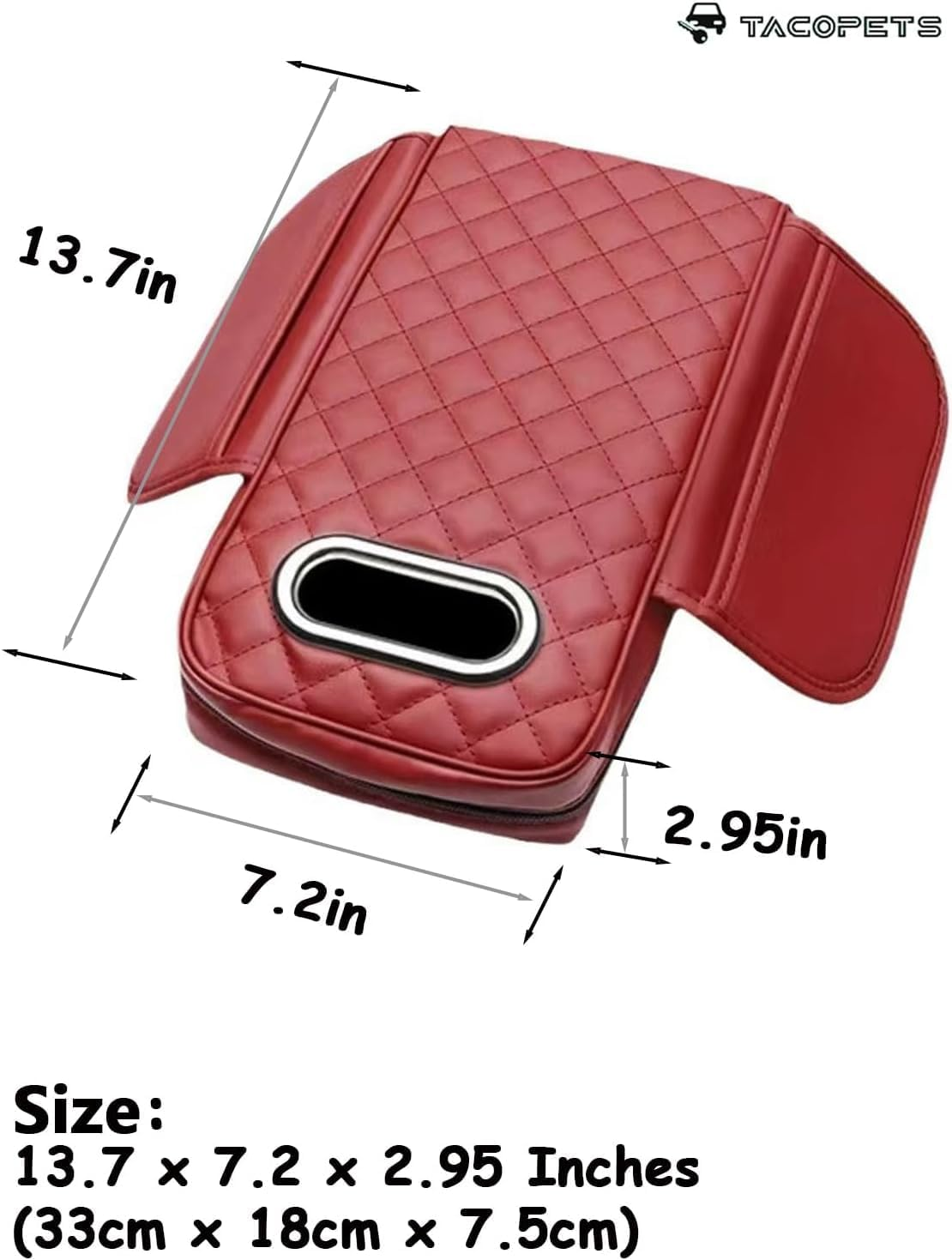 Car Console Armrest Pad with Tissue Box,Car Center Console Cushion with Pocket and Tissue Box,Universal Waterproof Leather Auto Armrest Seat Box Protector,Car Armrest Cover for SUV, Truck (Khaki) - Grey image number 7