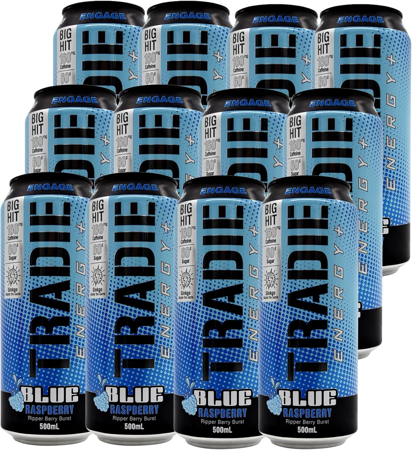 TRADIE Blue Raspberry Energy Drink 12 X 500Ml