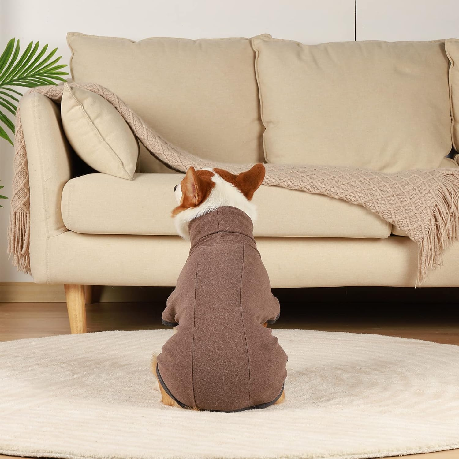 Hjyokuso Dog Jumper Dog Fleece Vest Sweater Stretch Sweatshirt, Warm & Lightweight Pullover Pajama Dog Coat, Autumn Winter Cold Weather Puppy Clothes Jacket for Small Medium Large Dogs (Brown 3XL) image number 2