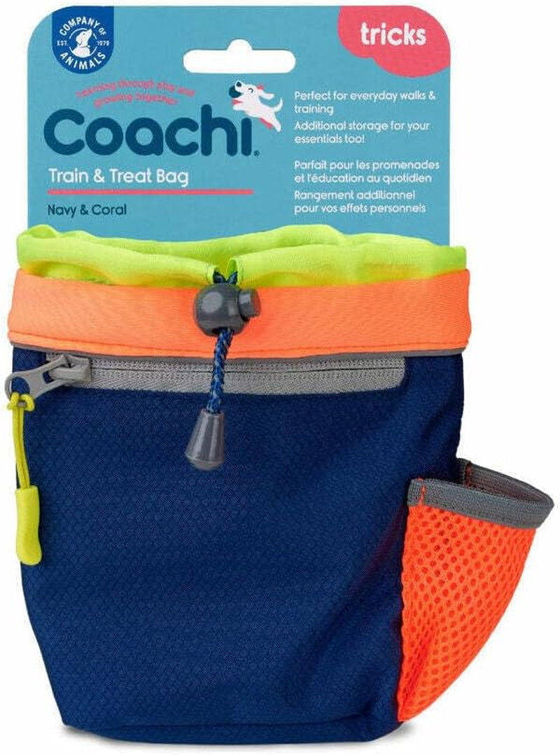 Coachi Train & Treat Bag, Pouch, Generously Sized Treat Compartment, Zipped Pocket, Drawstring Closure, Secure Attachment, Clips on Belt, Waistband or Pocket. Suitable for Dog Walking & Training