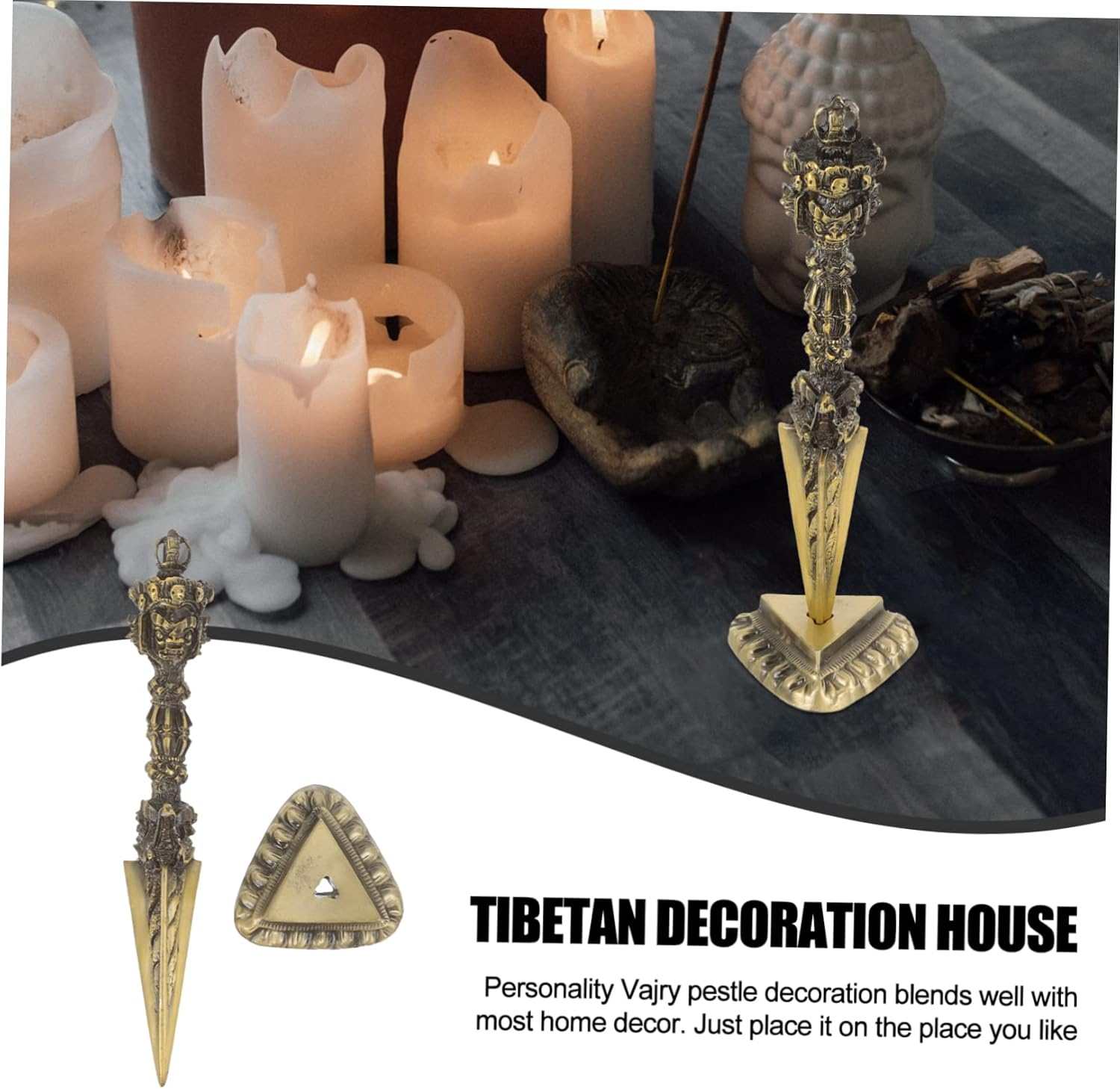 Tibetan Vajra Decor Desk Ornament Tibetan Vajra Temple Ornament for Art Desk image number 3