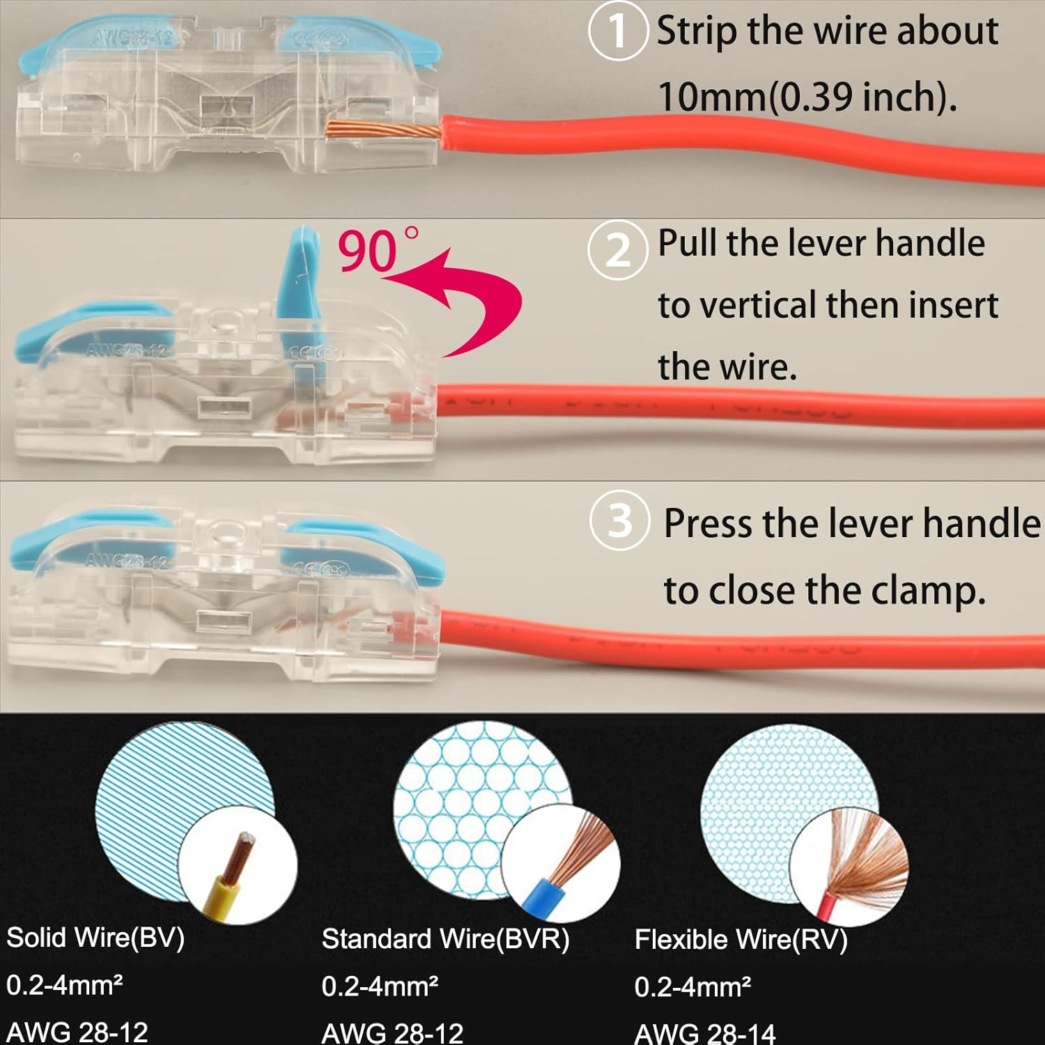 30Pcs Lever Wire Connectors, 1 Conductor Compact Wire Connectors, 1 to 1 Inline Electrical Connectors, DIY Compact Splicing Wire Connectors, Quick Connect Wire Connectors Butt Terminals image number 6