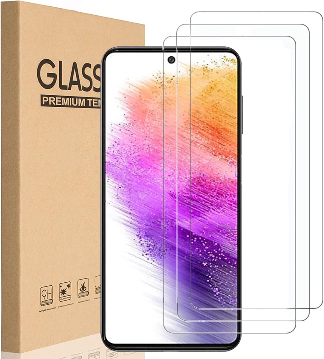 HEYUS [3 Pack] for Samsung Galaxy A73 5G Screen Protector, [Case Friendly] 9H Hardness Premium Tempered Glass Screen Protector Film for Samsung Galaxy A73 5G