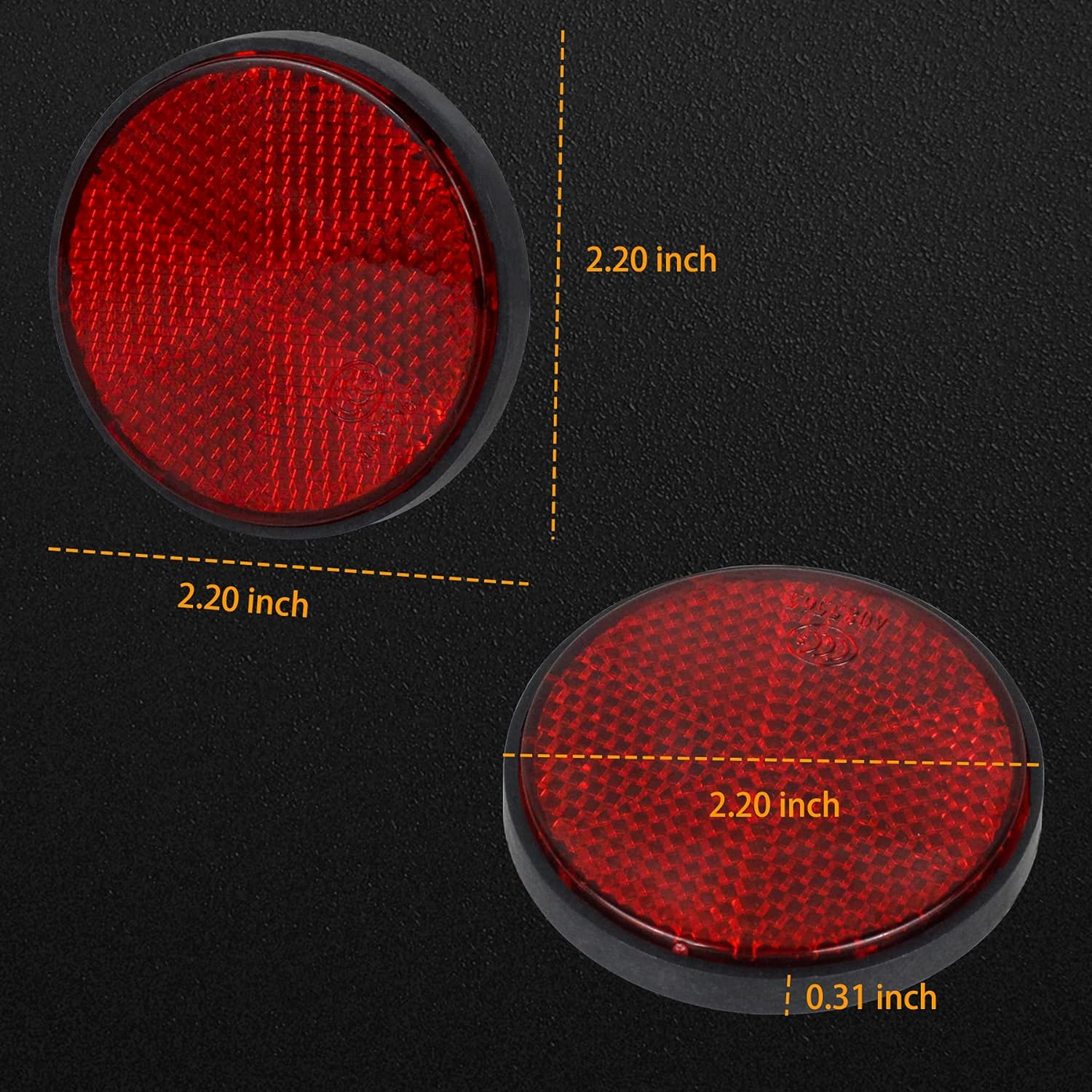 NTHREEAUTO Red Reflectors round Motorcycle Safety Reflector Universal Compatible with Bicycle, Bike, Cars, Trailer, Trucks, Boat, ATV, Dirt Bike, Driveway - Red-Round image number 3