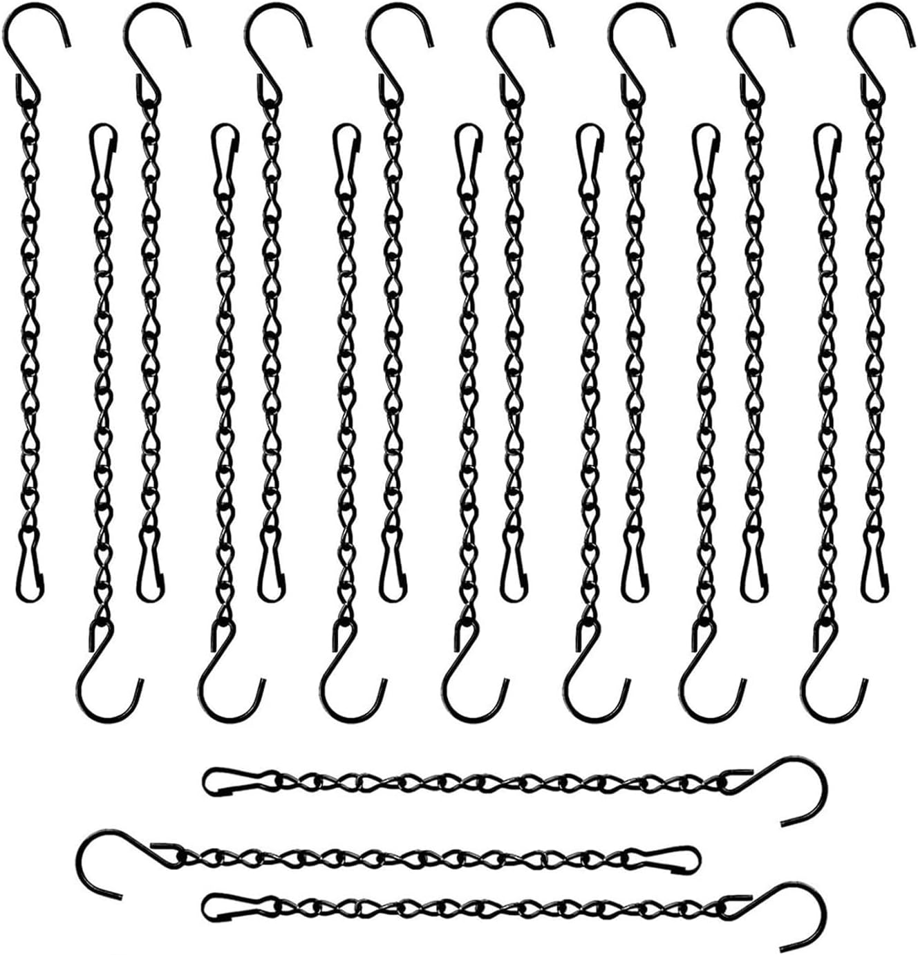 Yharnamite 18 Pcs Hanging Chains, 10 Inch Metal Chains with Hooks Clips, Garden Plant Hangers, Outdoor Hanging Basket Chain for Bird Feeders, Billboards, Wind Chimes, Planters Lanterns and Ornaments image number 3