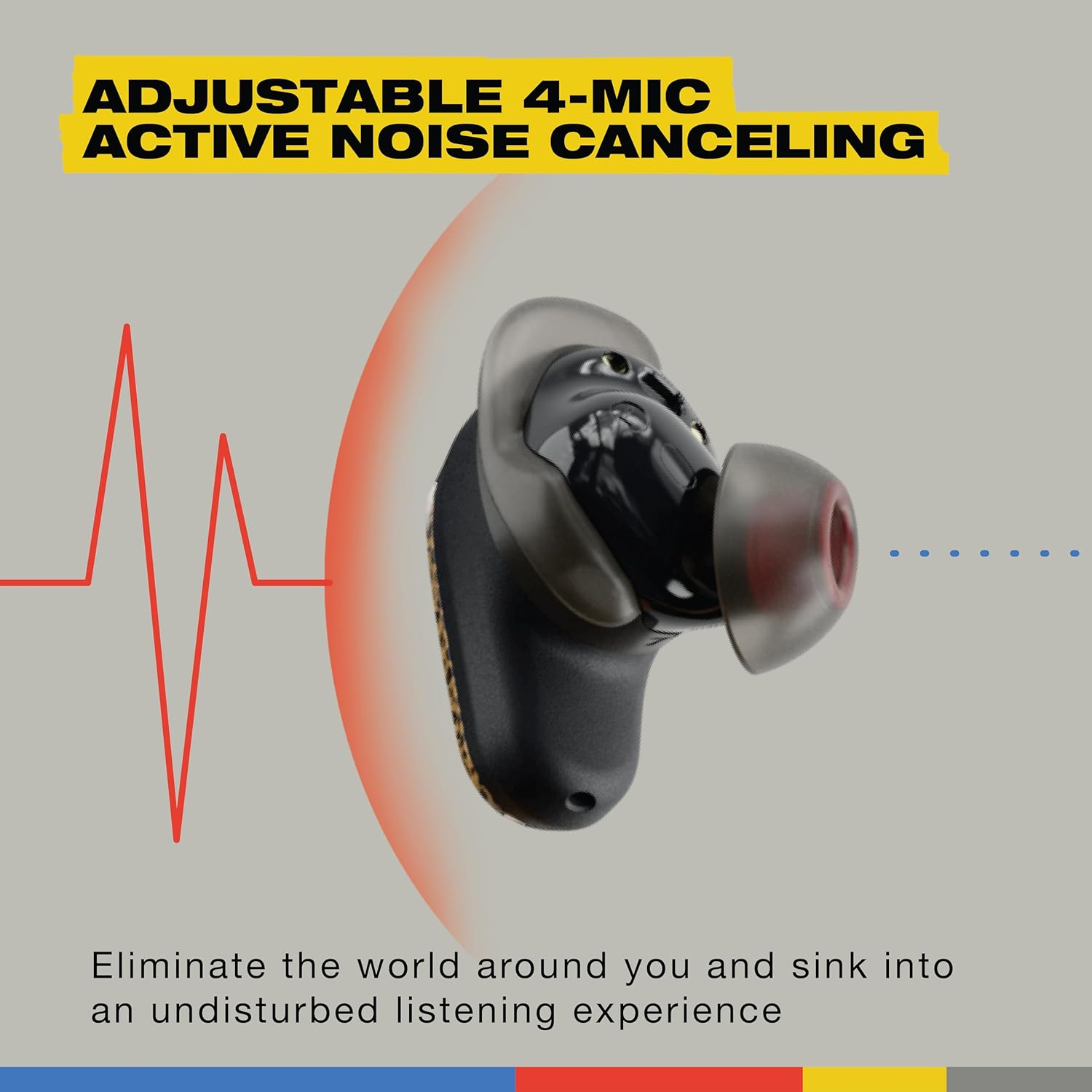 Skullcandy Method 360 ANC Wireless Earbuds, Sound by Bose, Bluetooth Headphones, Premium Noise Cancelling, up to 40 Hrs Battery, Sweat and Water Resistant, Microphone for Iphone Android - Leopard image number 5