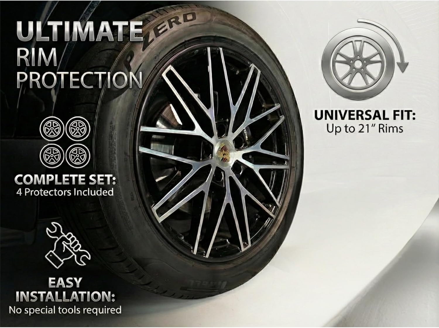 Rim Protector Kit - Black - Alloy Wheel Rim Guard - Set of 4 Rim Protectors Easy to Install - Blue image number 5
