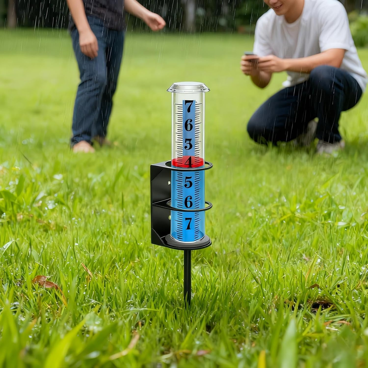 Garden Rain Gauge | Easy to Read Large-Font,Outdoor Rain Gauge for Garden,For Weather-Enthusiast Gardener Farmer Patio Balcony Greenhouse Terrace Lawn Courtyard image number 2