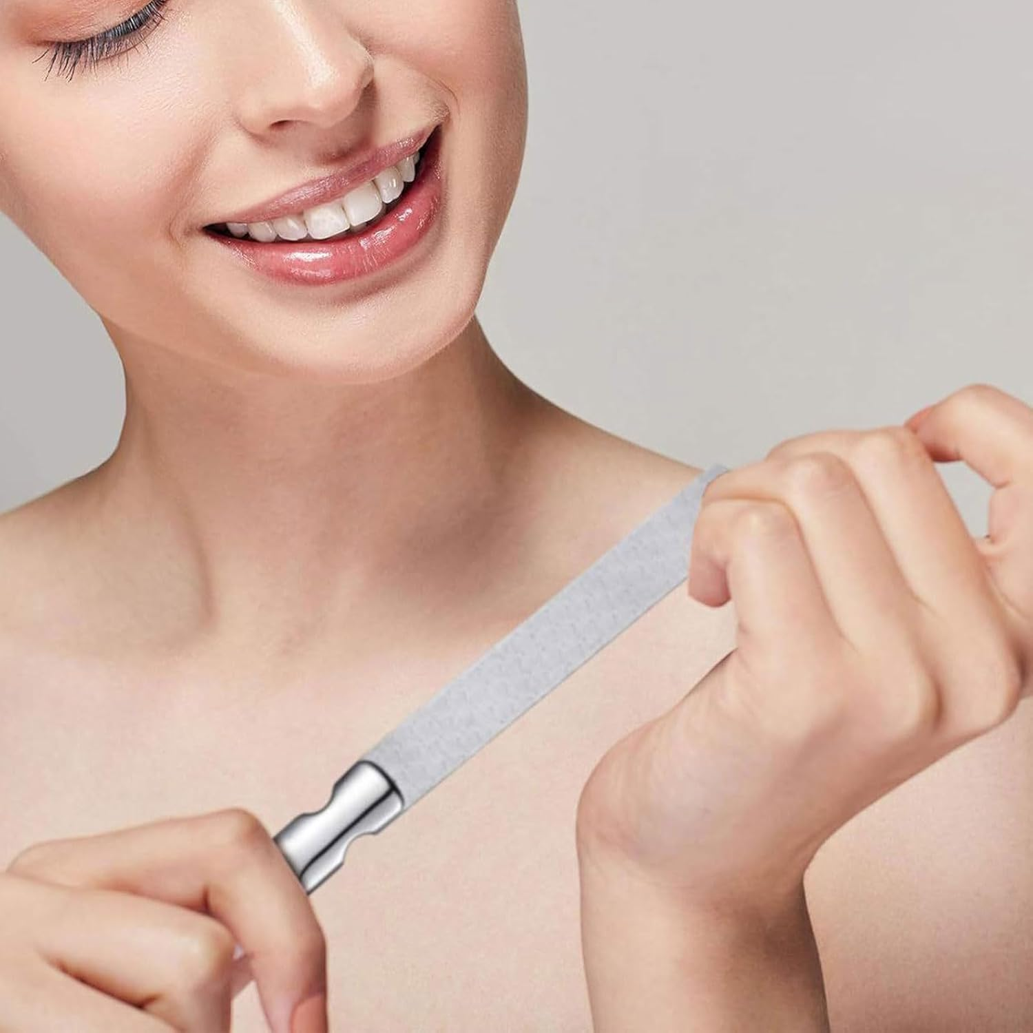 Xolixorium Stainless Steel Nail File with Anti-Slip Handle - Professional Nail Supplies for Men & Women - Double Sided Nail Tools & Accessories with Leather Case image number 3