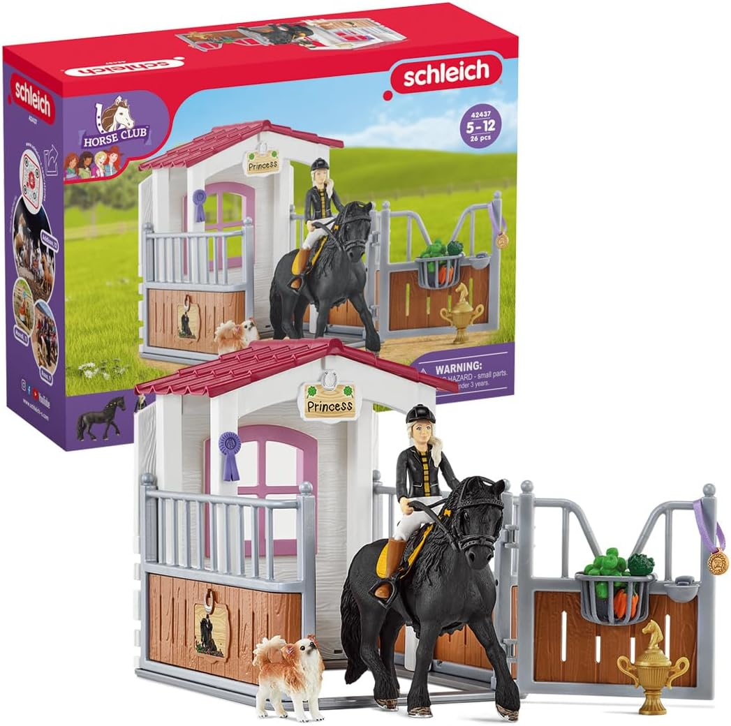 Schleich Horse Club, Horse Gifts for Girls and Boys, Horse Stall with Tori and Princess Horse Toy, 15 Pieces (42437) image number 4