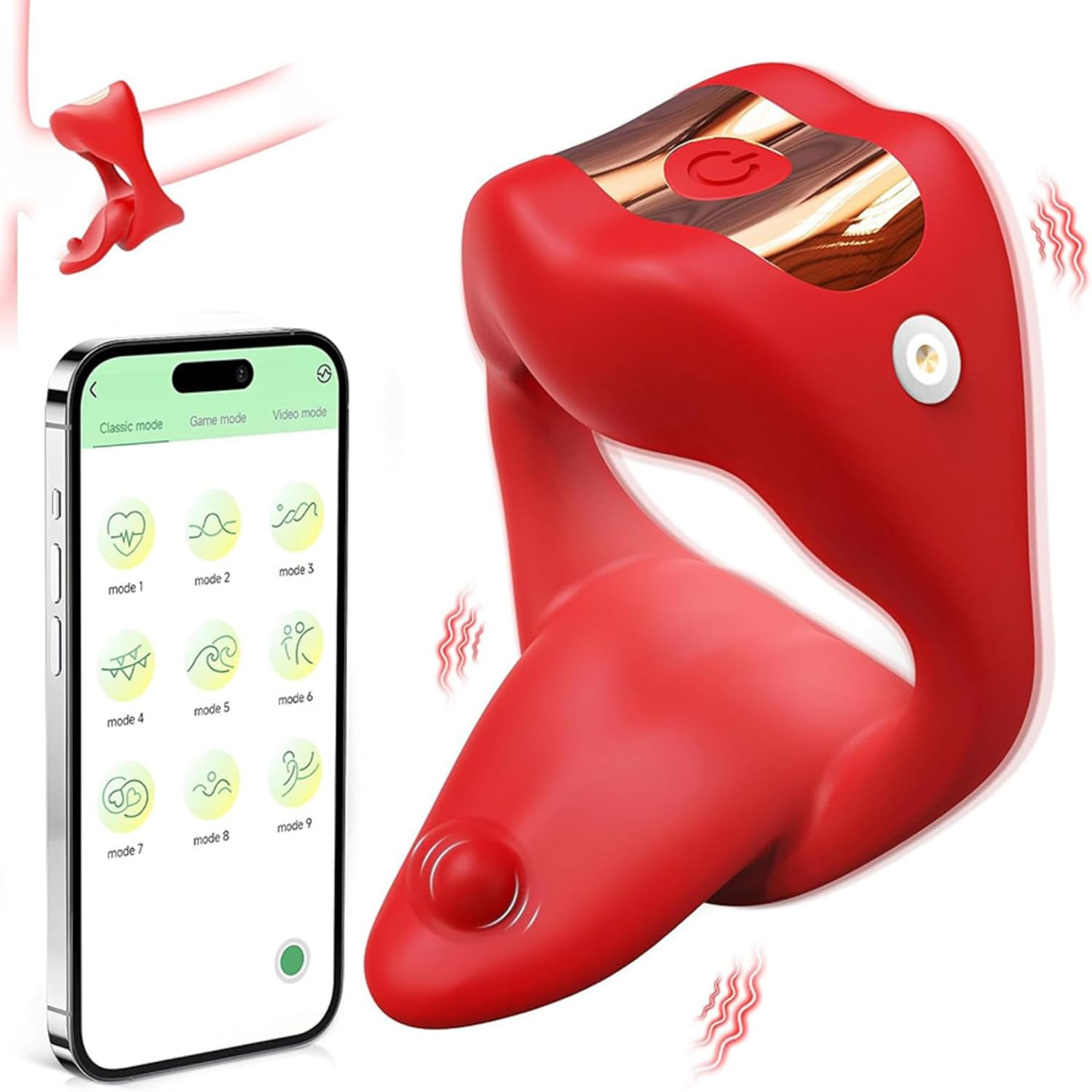 Ozfuns Cock Ring Vibrator with Tongue Stimulator Sex Toys, Penis Sleeve with 10 Vibration Modes & App Remote Control, IPX7 Waterproof Silicone Vibrating Penis Ring, Adult Toys for Men Couples image number 4