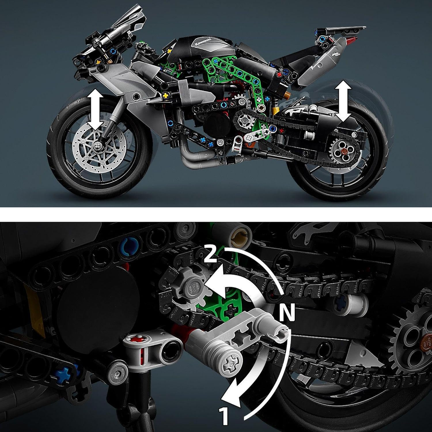 LEGO Technic Kawasaki Ninja H2R Motorcycle Set, Vehicle Building Toy for 10 plus Year Old Boys & Girls, Collectible Motorbike Model Kit, STEM Kids Toy 42170 image number 1
