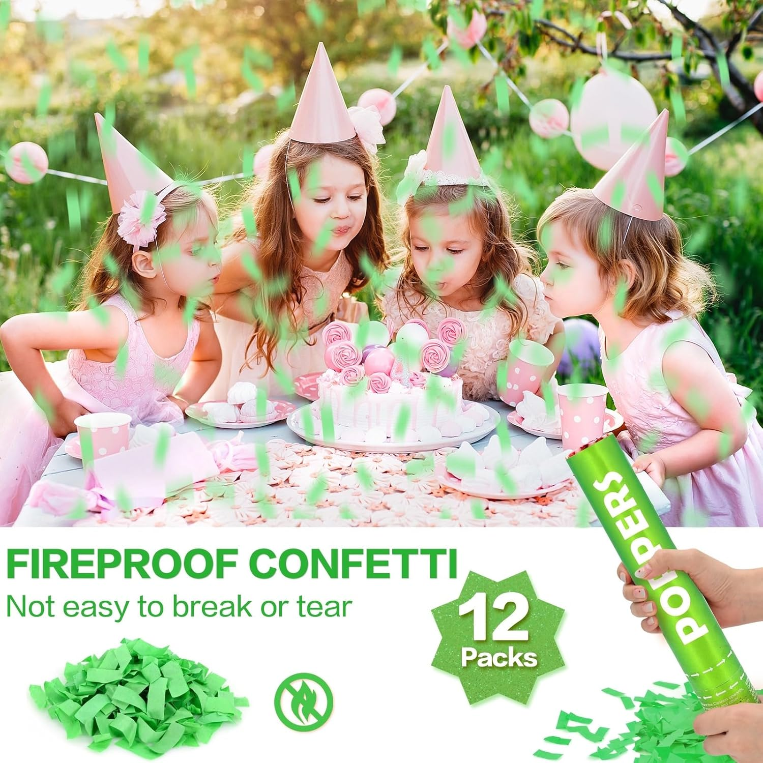 Confetti Cannon 12Pack Green Party Popper Shooters 12 Inch Confftti Poppers for Wedding Birthday Graduation Baby Shower Party Celebrations Supply Launches 20-25Ft - 12 Pack Blue image number 4