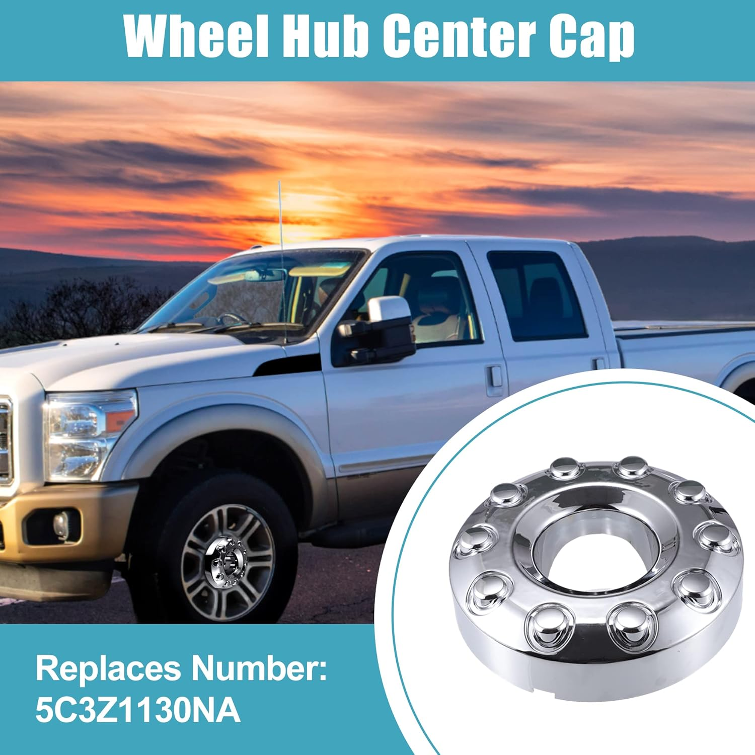 X AUTOHAUX Front 10 Lug Chrome Wheel Center Hub Cap Cover for Ford F450 F350 Super Duty 2011-2016 Wheel Hubcap Wheel Center Cap 5C3Z1130NA Front Wheels Only W/ 4X4 image number 4