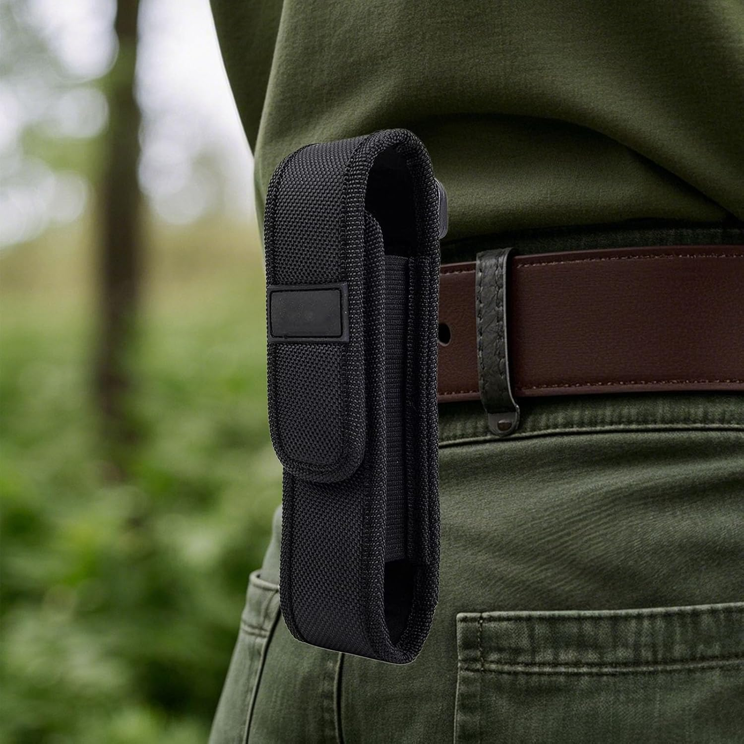 Sdhgerh Portable Torch Bag Oxford Fabric Torch Holder Belt Bag with Hook and Eye Closure for Hunting Outdoor Camping Hiking Fishing Black 16.5 X 4.5 X 4 Cm image number 1