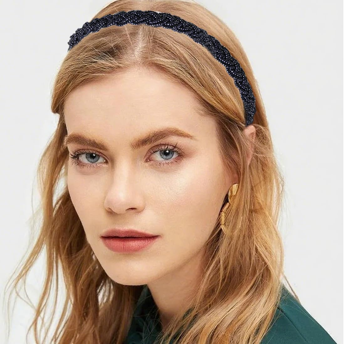 YUZNA Braided Headband Dark Blue for Women Costume Hair Accessories Elegant for Dirndl Oktoberfest Accessories image number 2