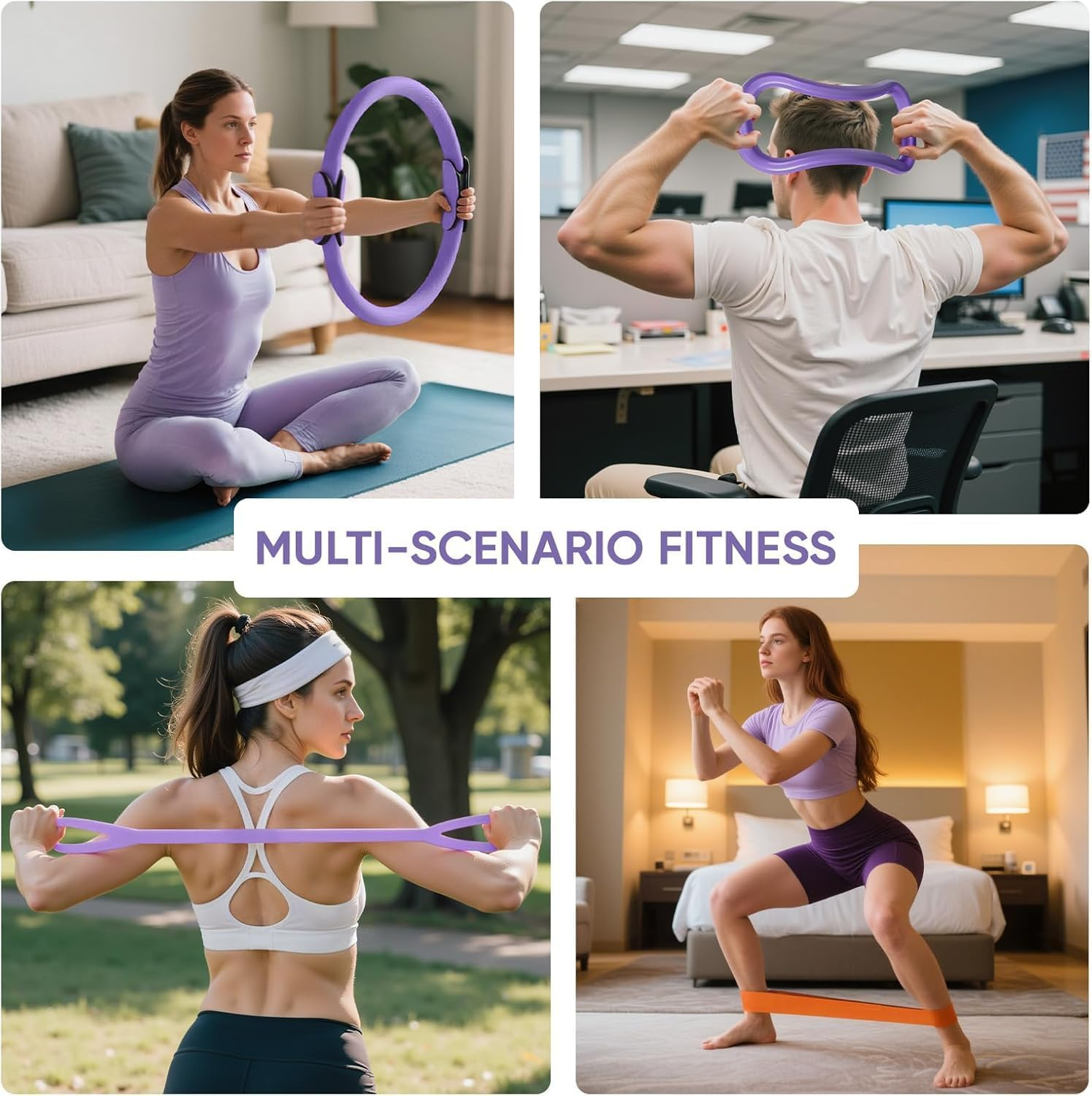 Pilates Essential Kit - Portable Fitness Equipment - with Toning Pilates Ring & Long Resistance Bands & Loop Bands & Soft Ball & Grip Socks image number 1