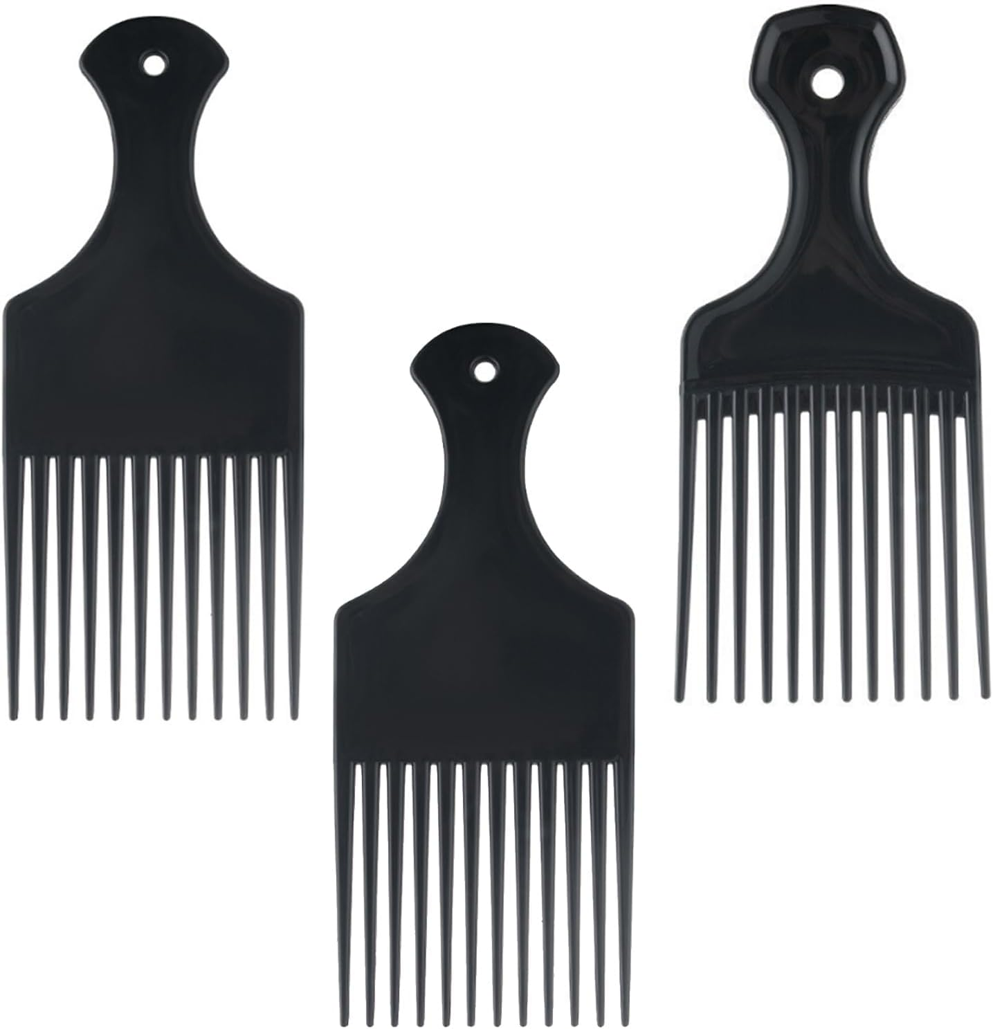 GVSS 3 X Afro Comb, Long Afro Kinky Hair Comb, Wide Flat Tooth Plastic Hair Comb, Hairdressing Tool for Styling and Detangling Curly and Tangled Hair
