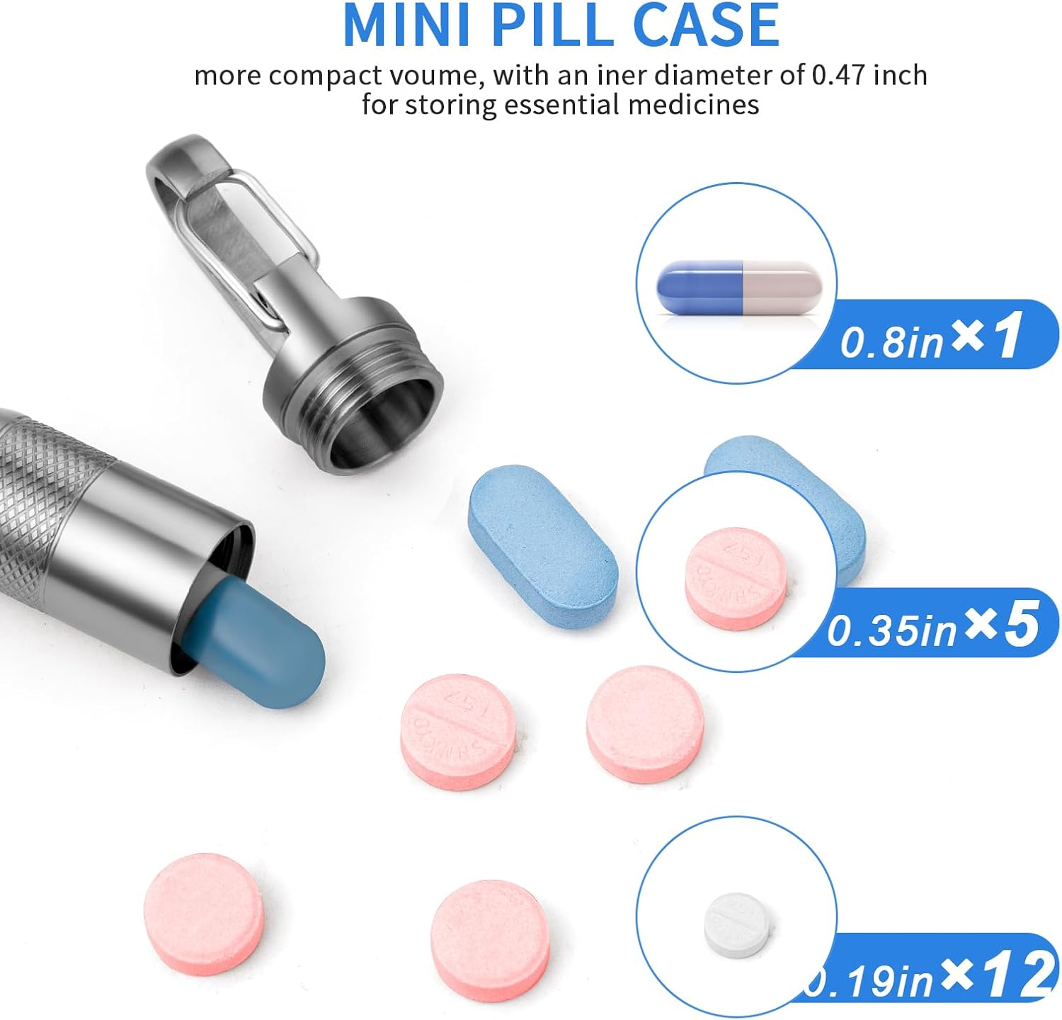 TISUR Small Titanium Pill Case, Keychain Pill Holder Travel Pill Box Container Multitool EDC Every Day Carry for Men (Gray Titanium Small - 1.06 Inch) image number 2