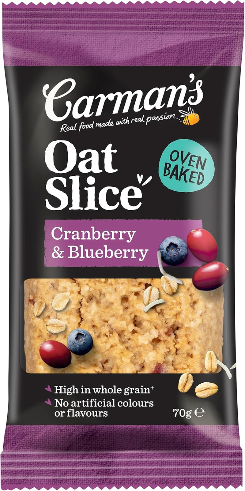 Carman'S Oat Slice Cranberry & Blueberry 12X70G Slices (Pack of 12) image number 3