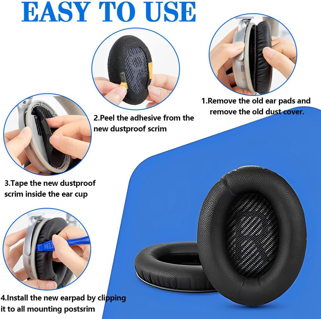 Replacement Ear Pads for Bose QC35, Professional Ear Pads Headphones with Over-Ear Headphones by Quietcomfort 35 QC35 and Quiet Comfort 35 II QC35 Ii