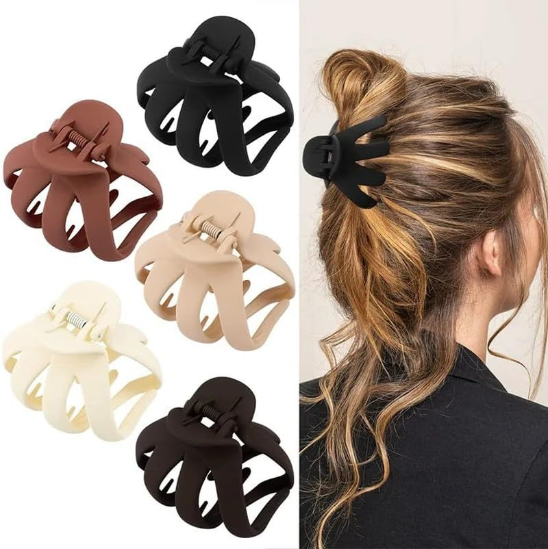 Large Octopus Clip Non-Slip Big Spider Hair Claws,5 Pcs Octopus Hair Clips Matte Hair Claws Hair Clips,Double Row Teeth Hair Clips Small Claw Clips image number 6