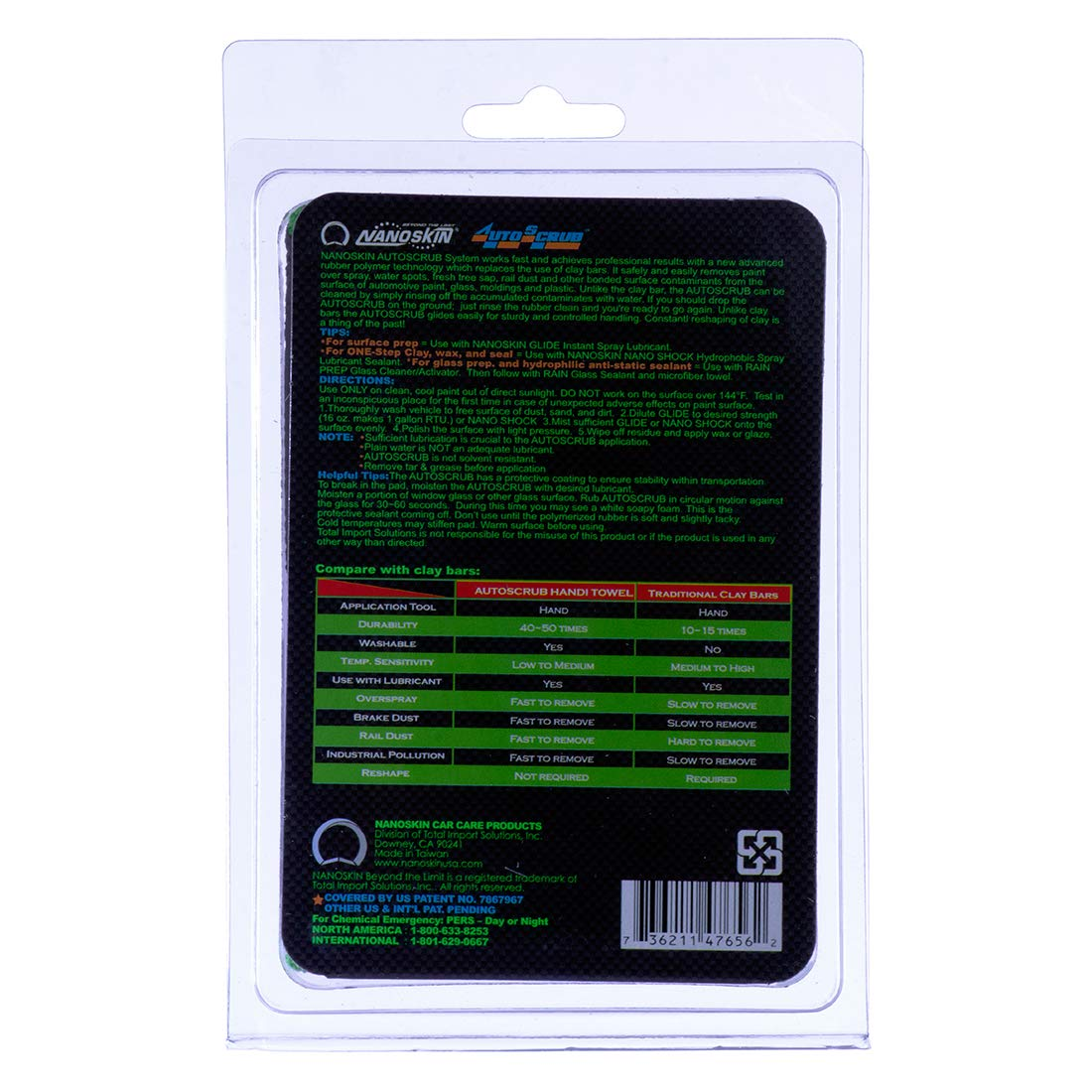 Nanoskin AUTOSCRUB Surface Prep Towel - General Grade 7" X 7" - Patented Clay Bar Replacement Tool to Remove Embedded Contaminants before Wax & Coating | Safe for Painted Surface, Glass, Plastic, image number 2