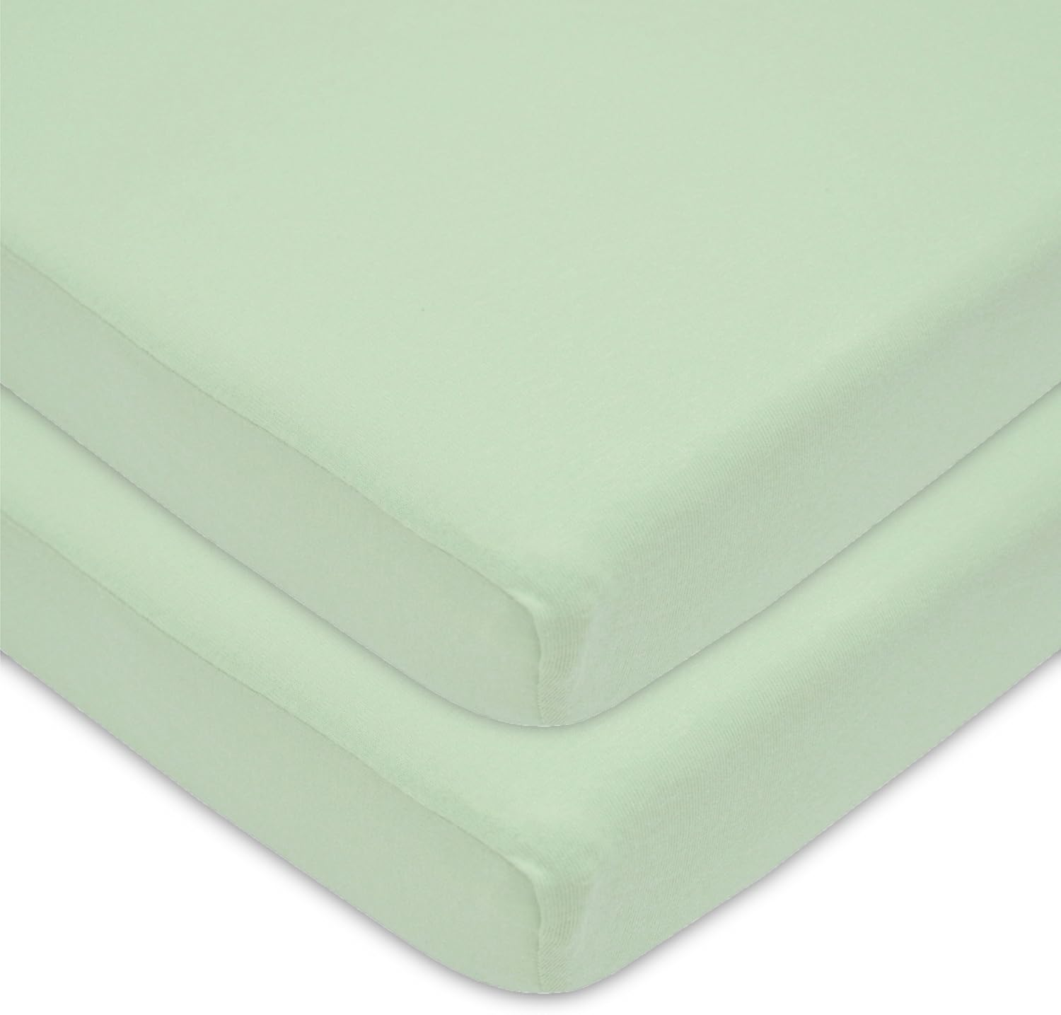 TL Care 2 Pack 100% Natural Cotton Value Jersey Knit Fitted Portable/Mini-Crib Sheet, White, Soft Breathable, for Boys and Girls