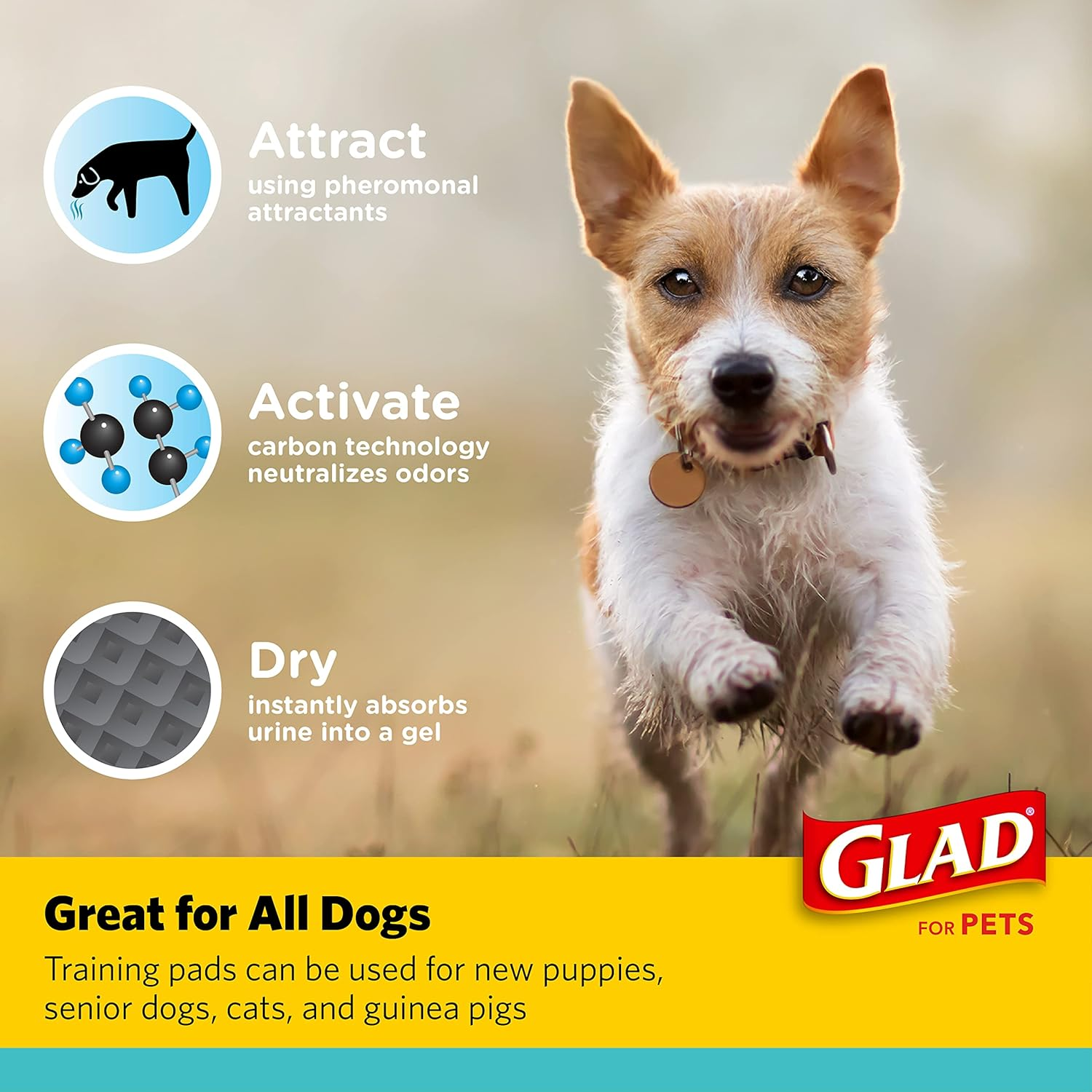 Glad for Pets Activated Charcoal Dog Training Pads, Small Size 17.5" X 23.5" - Odor Absorbing, Pee Pads for Dogs - Perfect for Training New Puppies, Grey, 120 Count image number 3