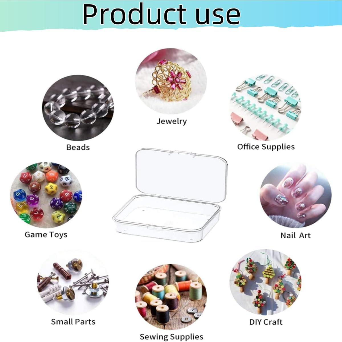 HIDOSNG 12 Pcs Small Boxes with Hinged Lids, Rectangle Clear Craft Storage Containers with Lids Plastic Boxes for Beads, Jewelry and Other Small Items(2.5 X 1.7 X 0.8 Inches) image number 2