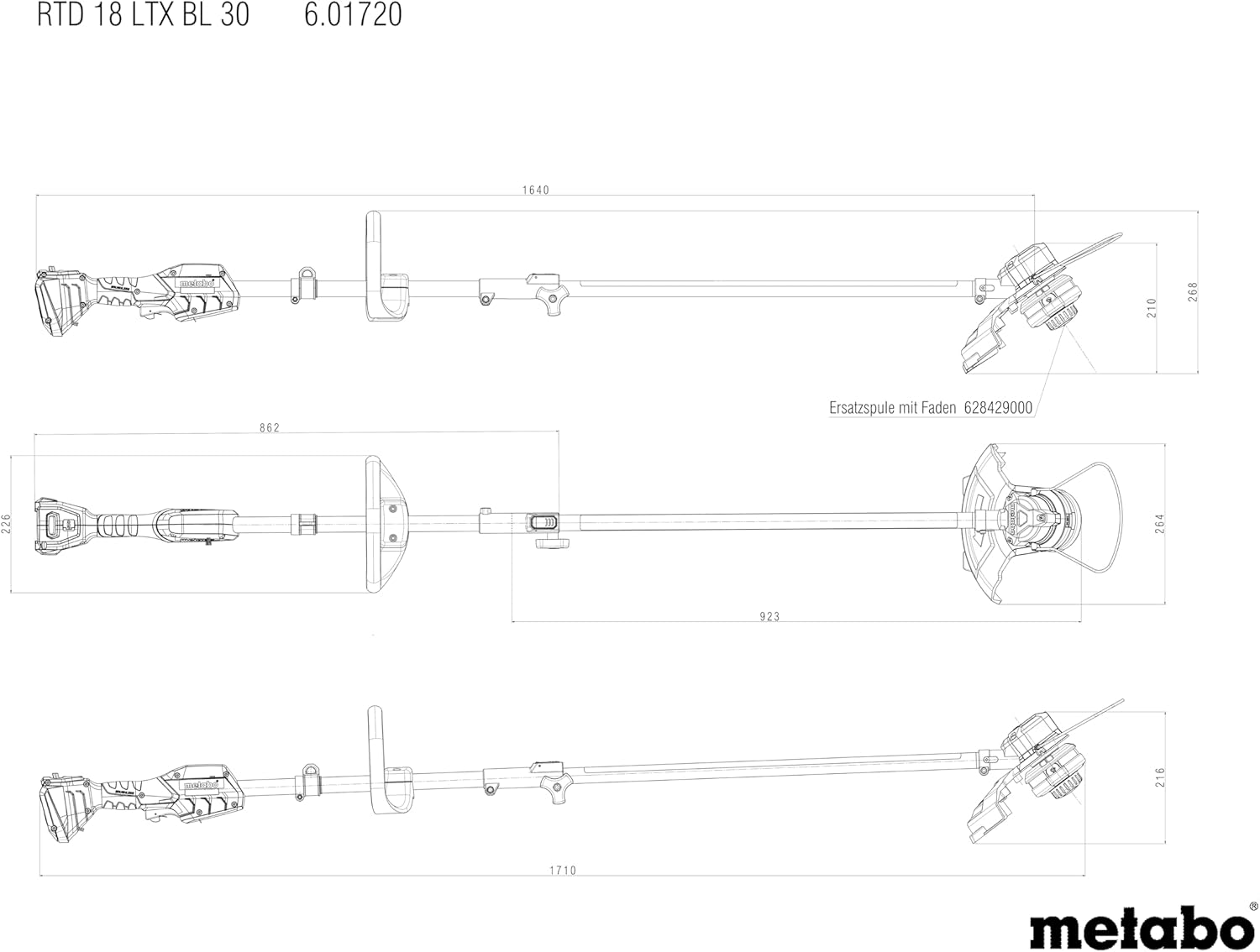 Metabo 18 V Brushless Lawn Trimmer with D-Handle (Skin Only) image number 1
