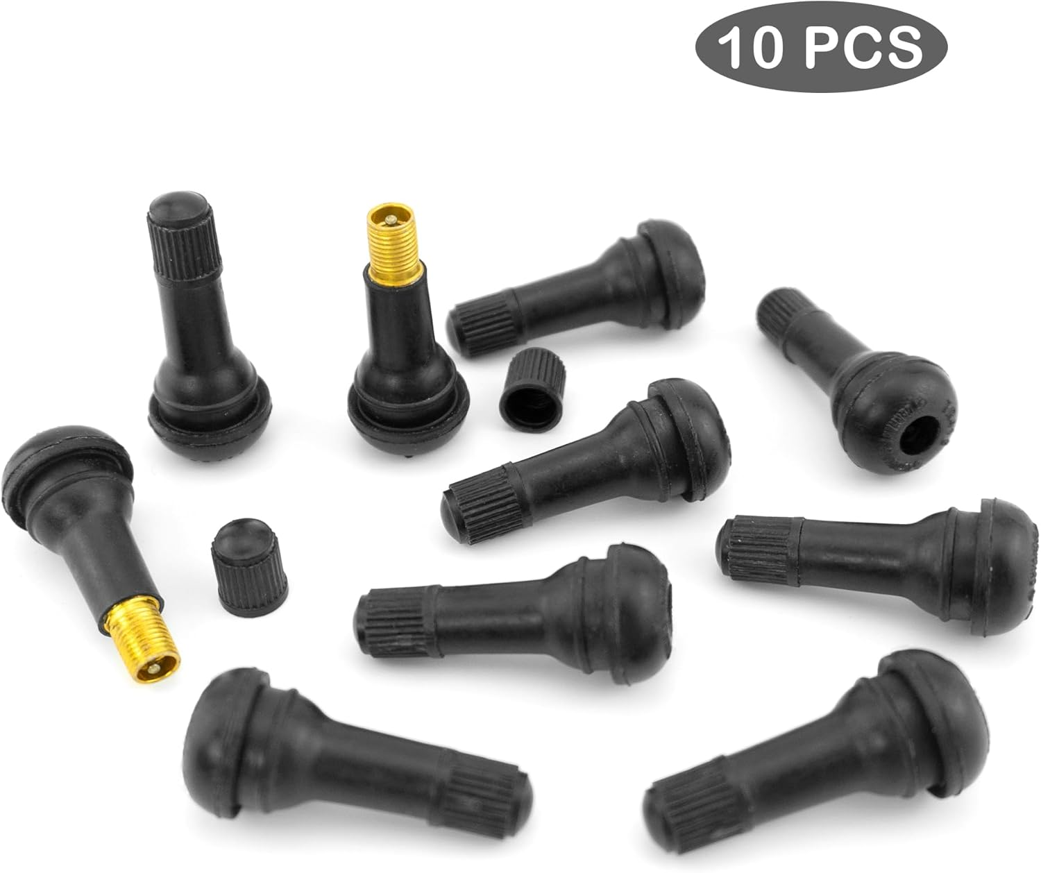 10 PCS TR413 Rubber Snap-In Tire Valve Stems Sturdy Replacement Tyre Valves Stems for 0.453" Tubeless Rim Holes on Cars, Go-Karts, Trucks, Lawn Mowers, Trailers image number 2