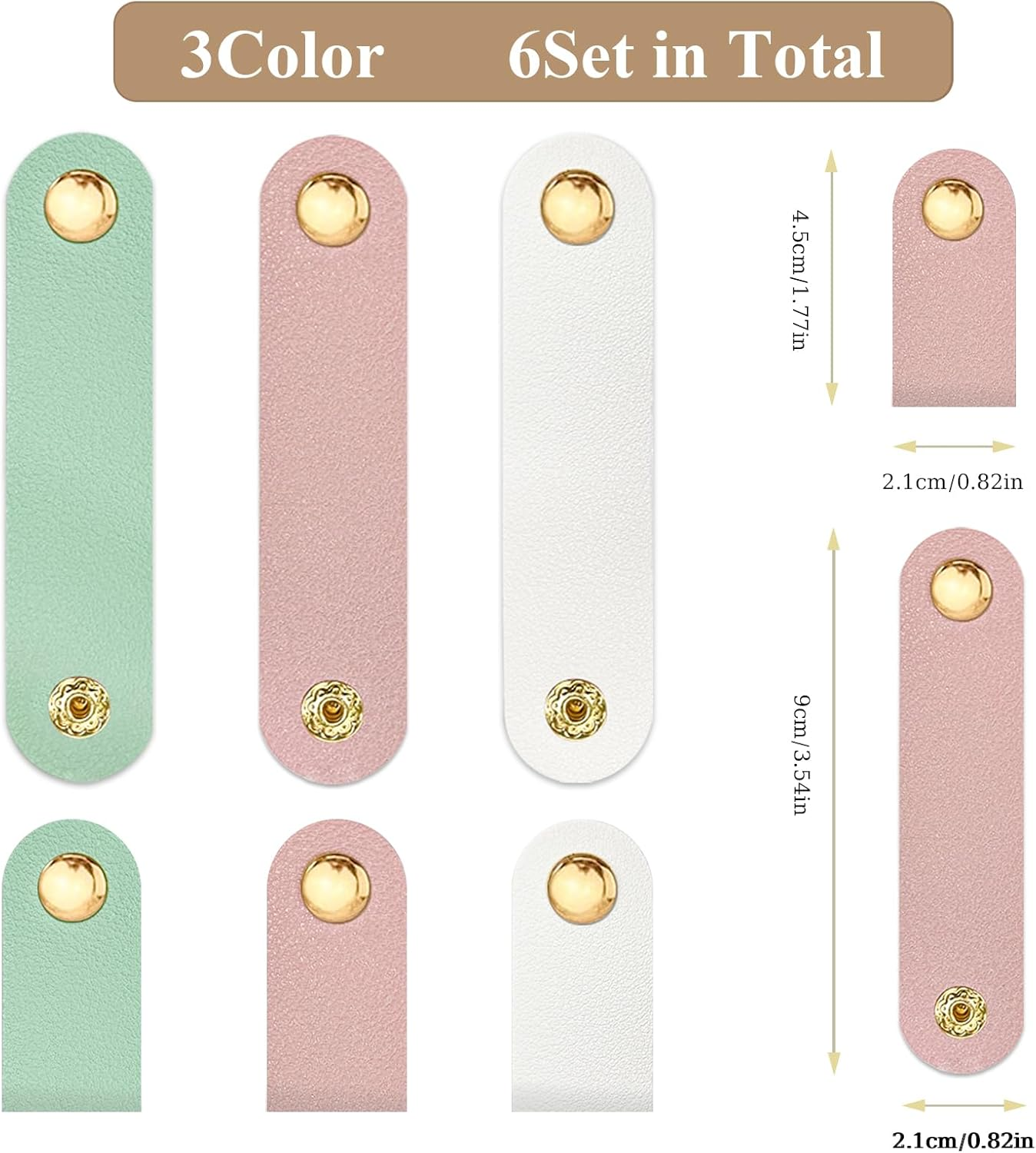 15 PCS Leather Cord Organizer, Reusable Cord Holder, Phone and Headphone Cord Organizer, Cord Holder for Travel Organizer USB Holder Cord Holder Snap Closure (Colorful) image number 1