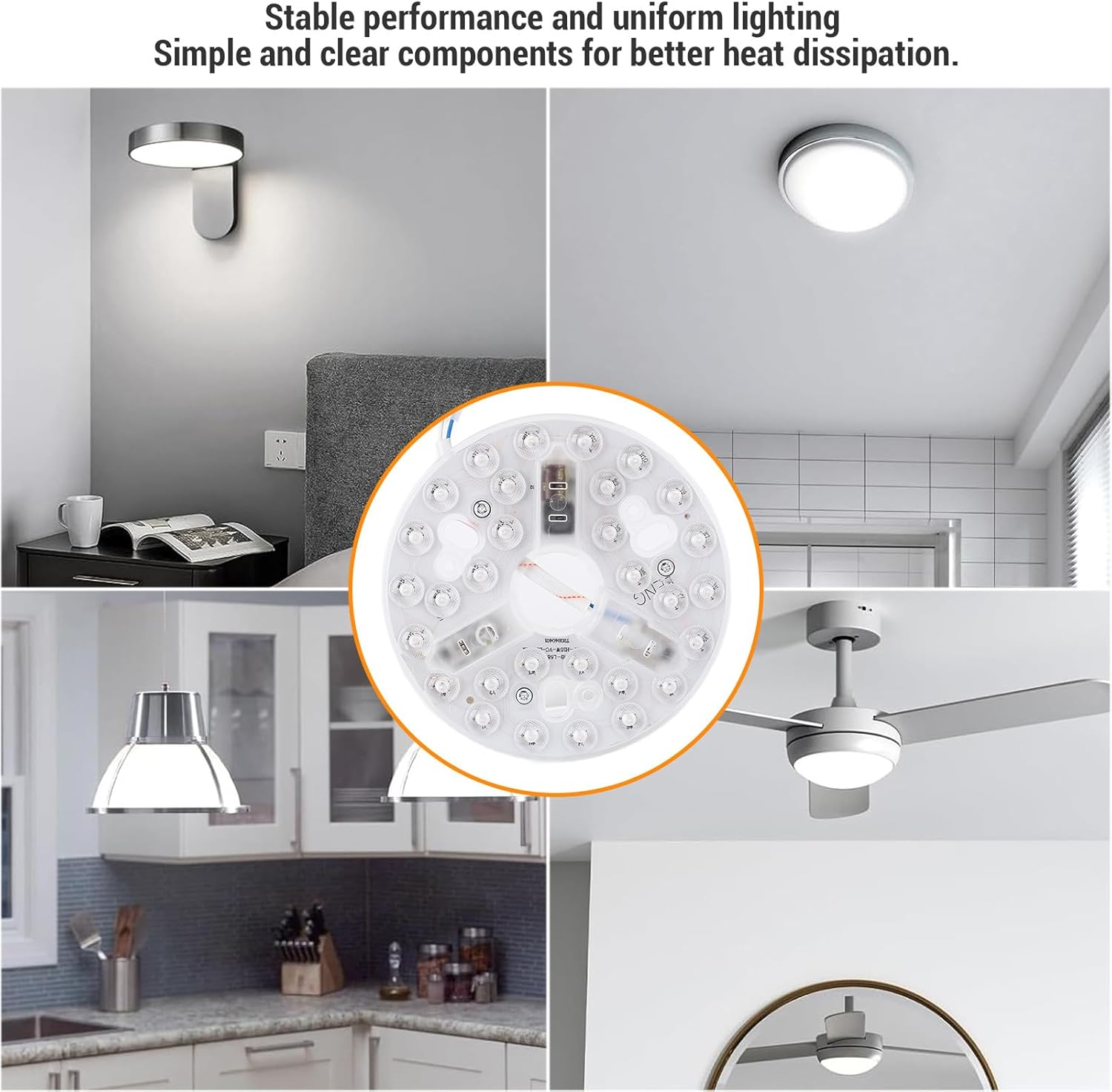 5.3 Inch Ceiling Fan LED Light Replacement, 15W round LED Light Retrofit Kit, 95 to 265V image number 5