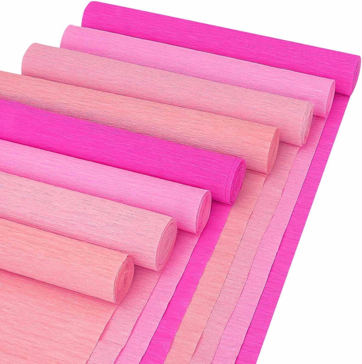 8 Rolls Crepe Paper Streamers 25 X 250Cm 4 Colors Crepe Paper Roll Decorative Craft Streamer for DIY Gift Wrapping Paper Birthday Wedding Holiday Party Decorations (Pink) image number 5