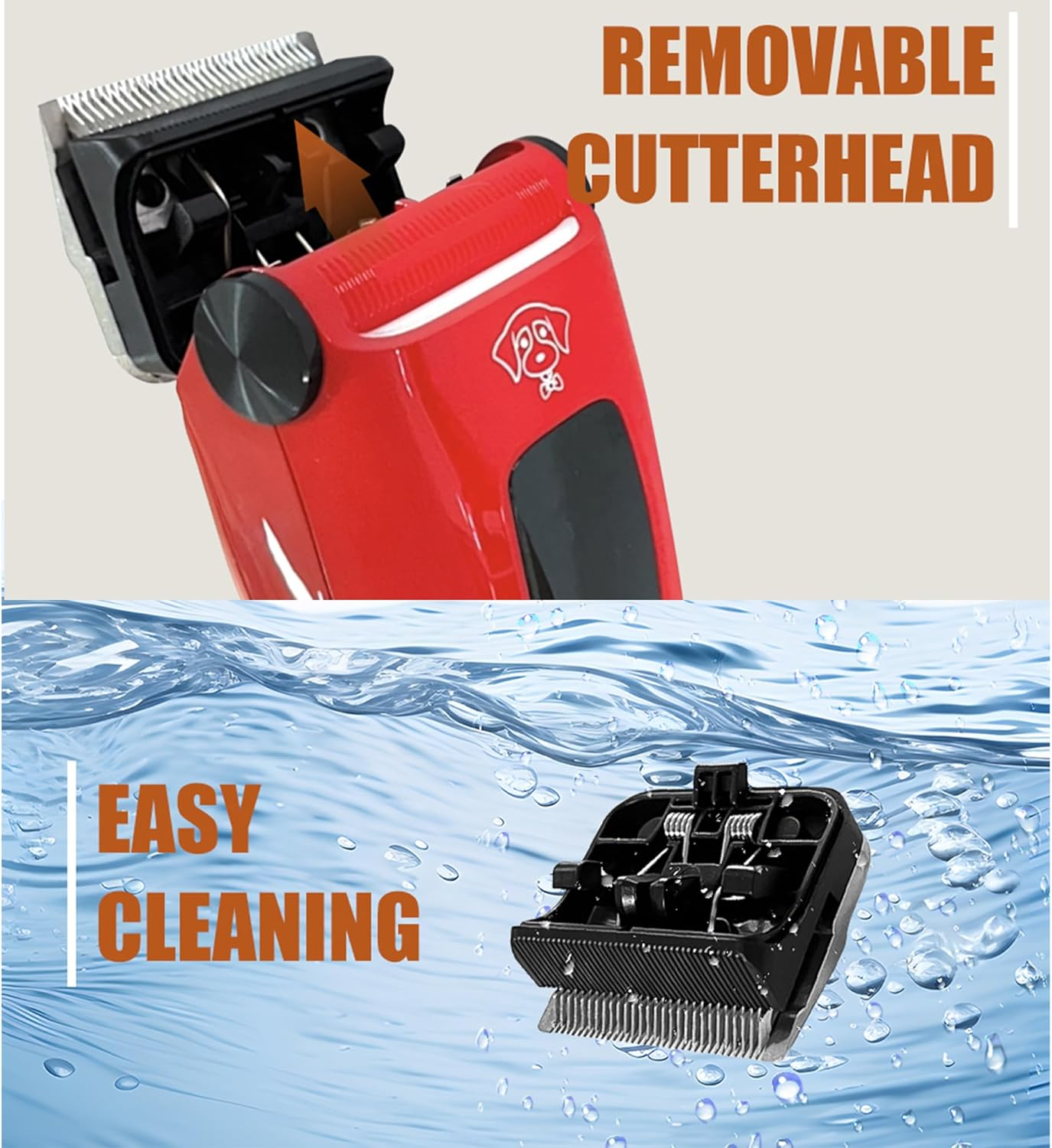 Hatteker Dog Clippers Professional Electric Pet Hair Trimmer with 7500 RPM Clippers Dog Cat Cordless Dog Trimmer Auxiliary Light image number 5