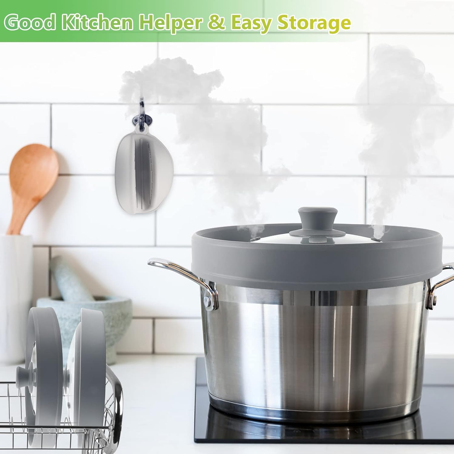 Microwave Splatter Cover for Food,10.5 Inch Collapsible Silicone and Glass Cover Splatter Guard Lid, Microwave Cover with Steam Vent,Food Grade,Dishwasher Safe image number 6