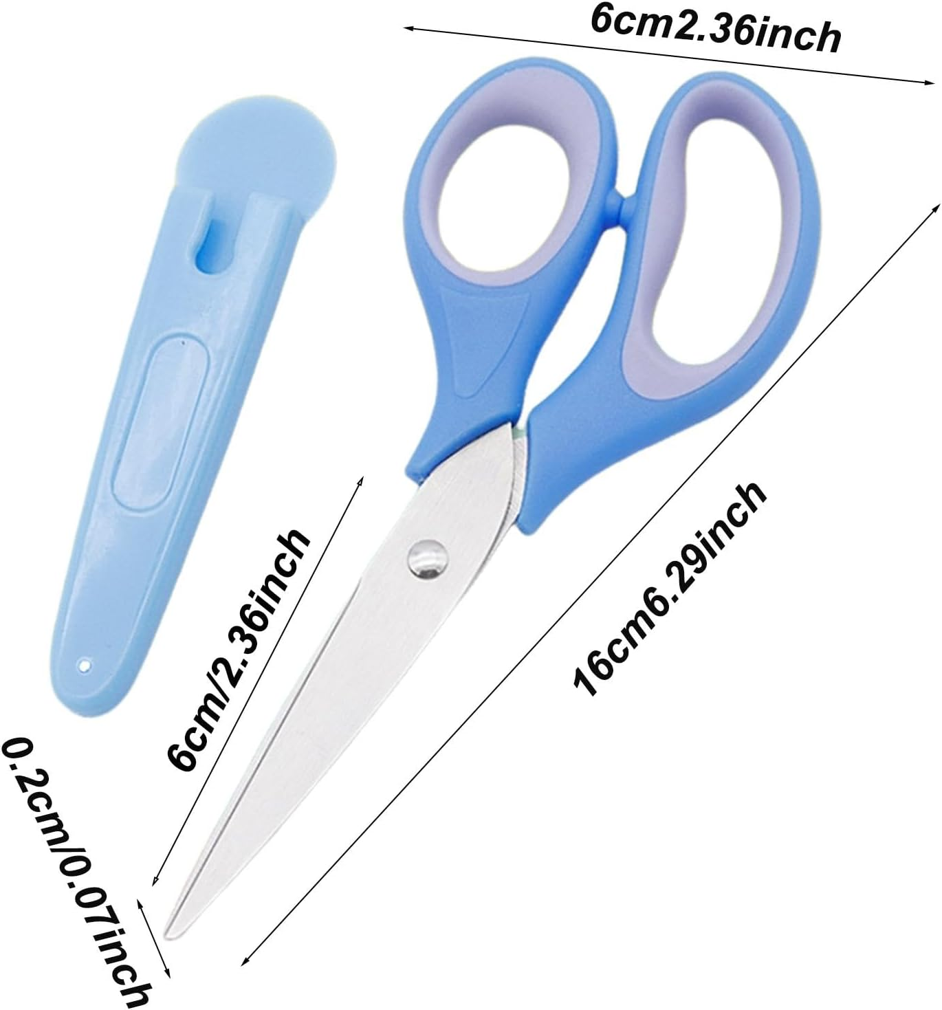 Small Kids Scissors - Kids Safe Scissors | Stainless Steel Toddler Shears, School Supplies Shears Art Craft Supplies Rounded Tip Scissor with Cover, Scissors for Kids Student Blue image number 3