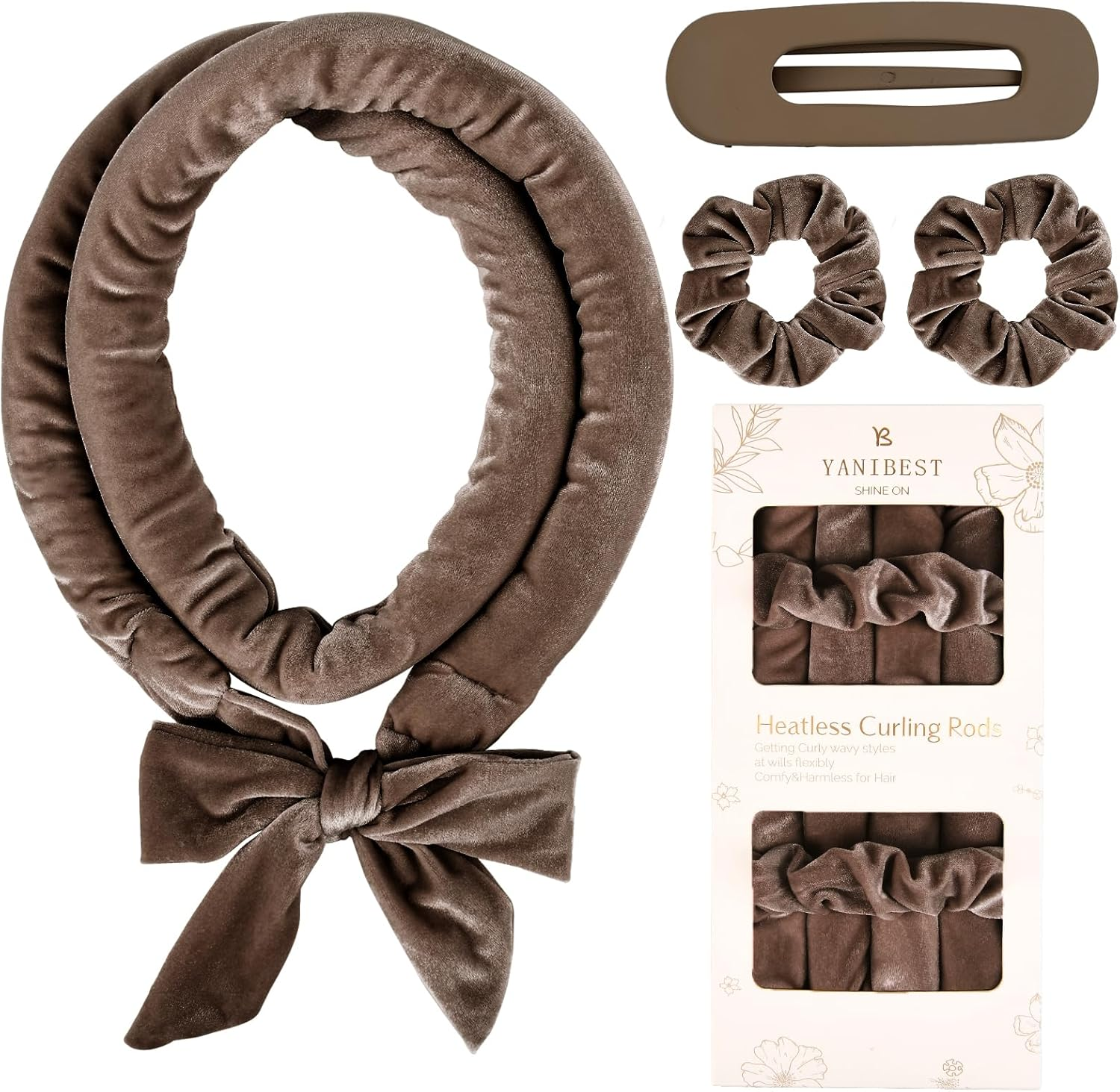 Yanibest Heatless Hair Curler, No Heat Hair Curlers to Sleep In, Super Soft Ribbon Wrap for Long Hair, Overnight Heatless Curling Set with Scrunchies and Clip, for All Hair Types