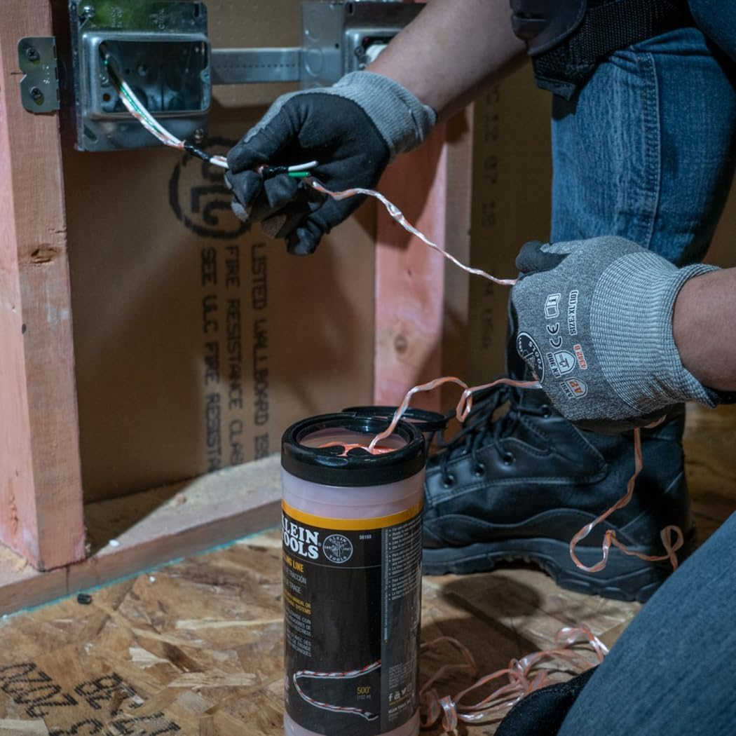 Klein Tools 56108 Poly Pull Line, String with Orange Tracer, 500-Foot image number 1