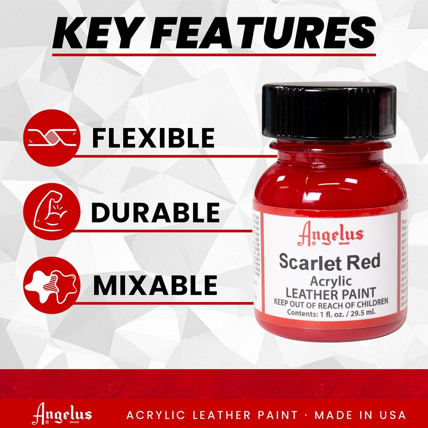 Angelus Leather Paint 30Ml Scarlet image number 3