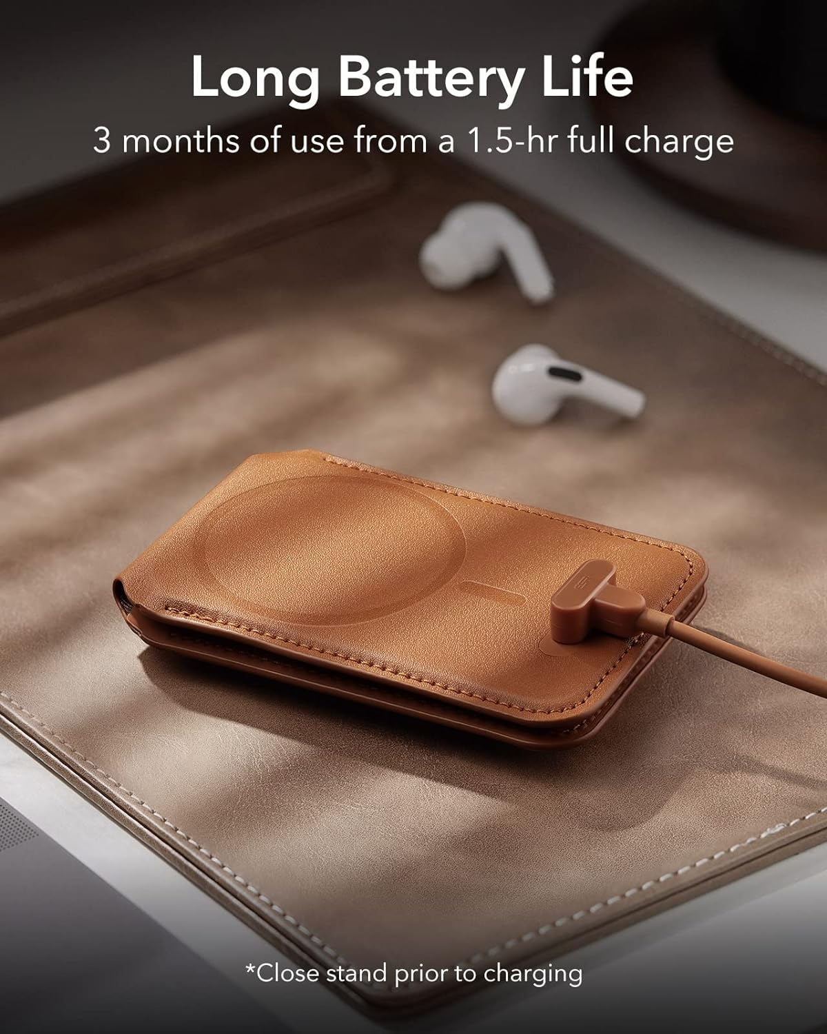 ESR for Magsafe Wallet with Full Find My Functionality, Magnetic Geo Iphone Wallet, up to 3,000G Magnet Strength, with Adjustable Stand, for Iphone 16/15/14/13/12 Series, Brown image number 6