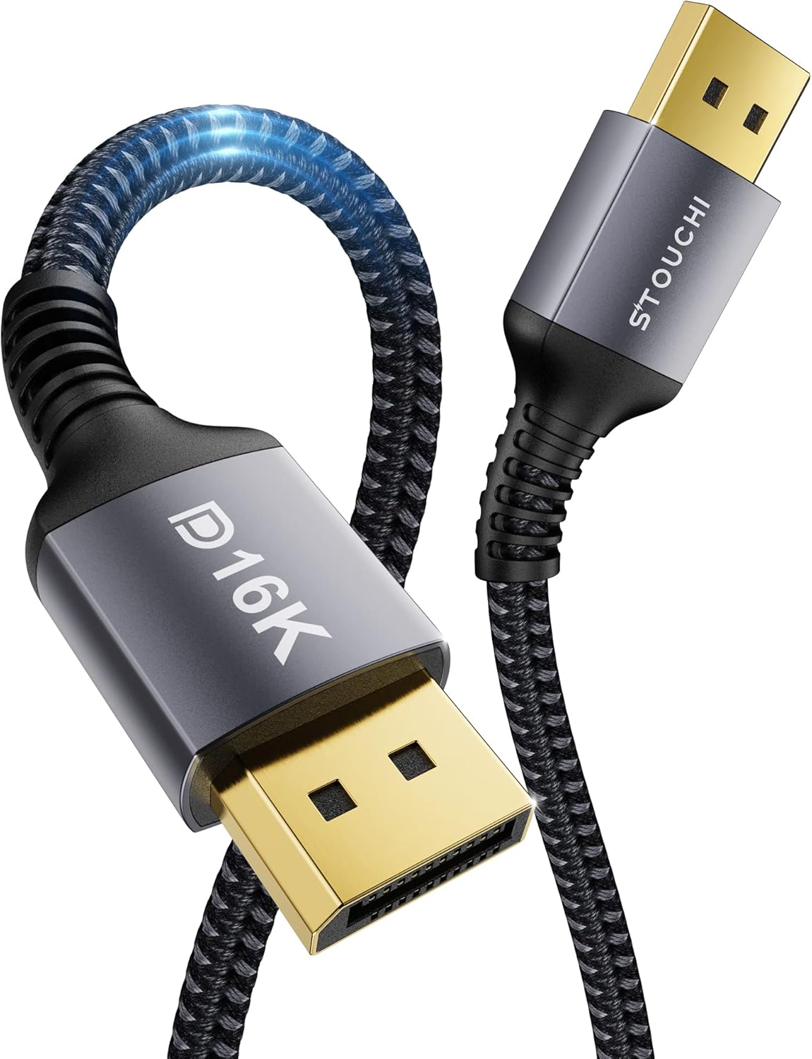 Stouchi 2Pack Display Port Cable 16K 3M 2.1 DP Cable 16K@60Hz 10K@60Hz 8K@60Hz HBR3 4K@60Hz/144Hz 1080P@240Hz 80Gbps Support Freesync G-Sync HDR10 Displayport Cord for Gaming Monitor Graphics Card image number 6