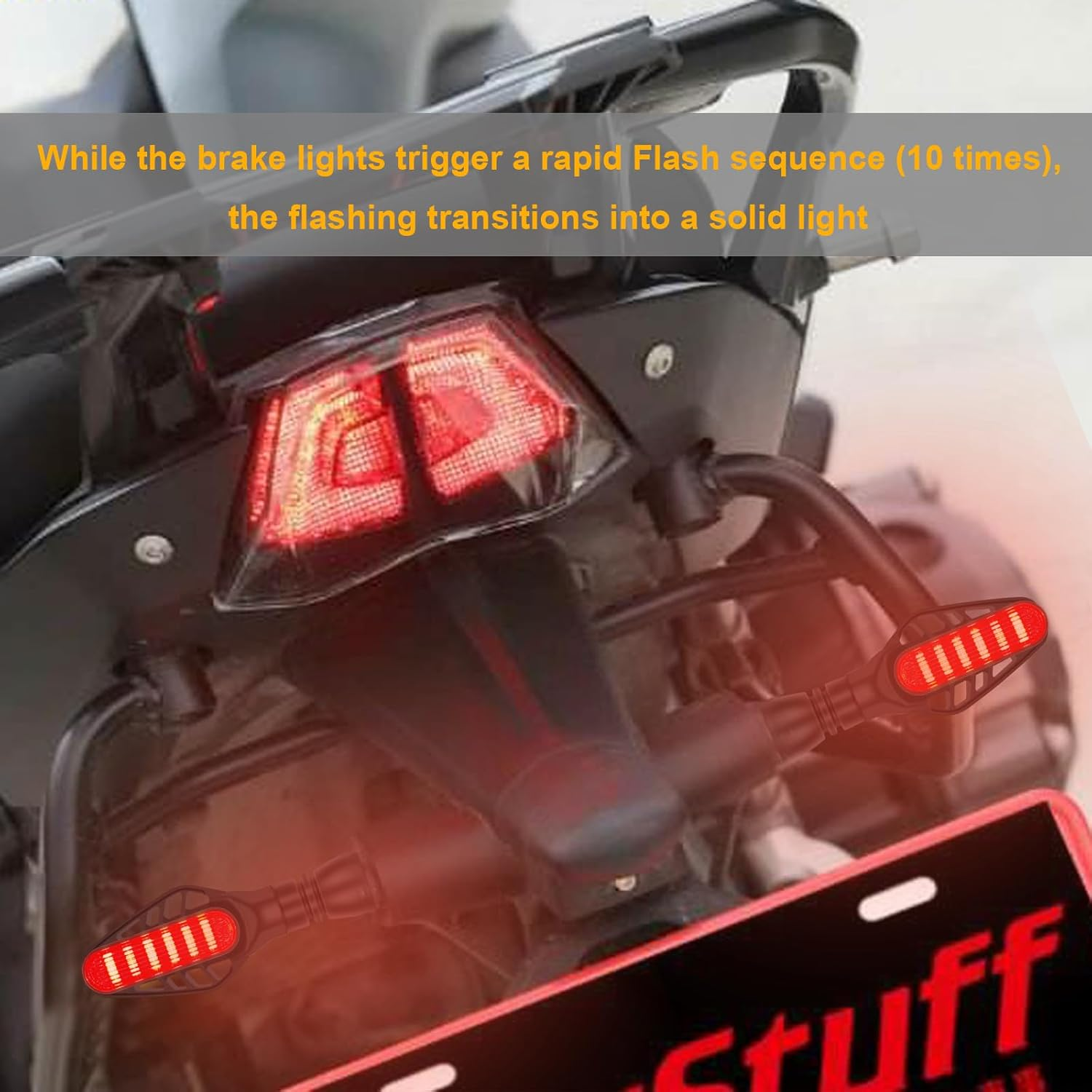 Kinstecks 4PCS Mini Motorcycle Indicators Flowing Turn Signal Lights Motorbike Turning Indicators Daytime Running Lights Brake Lights 13LED 12V for Motorcycle Motorbike image number 5