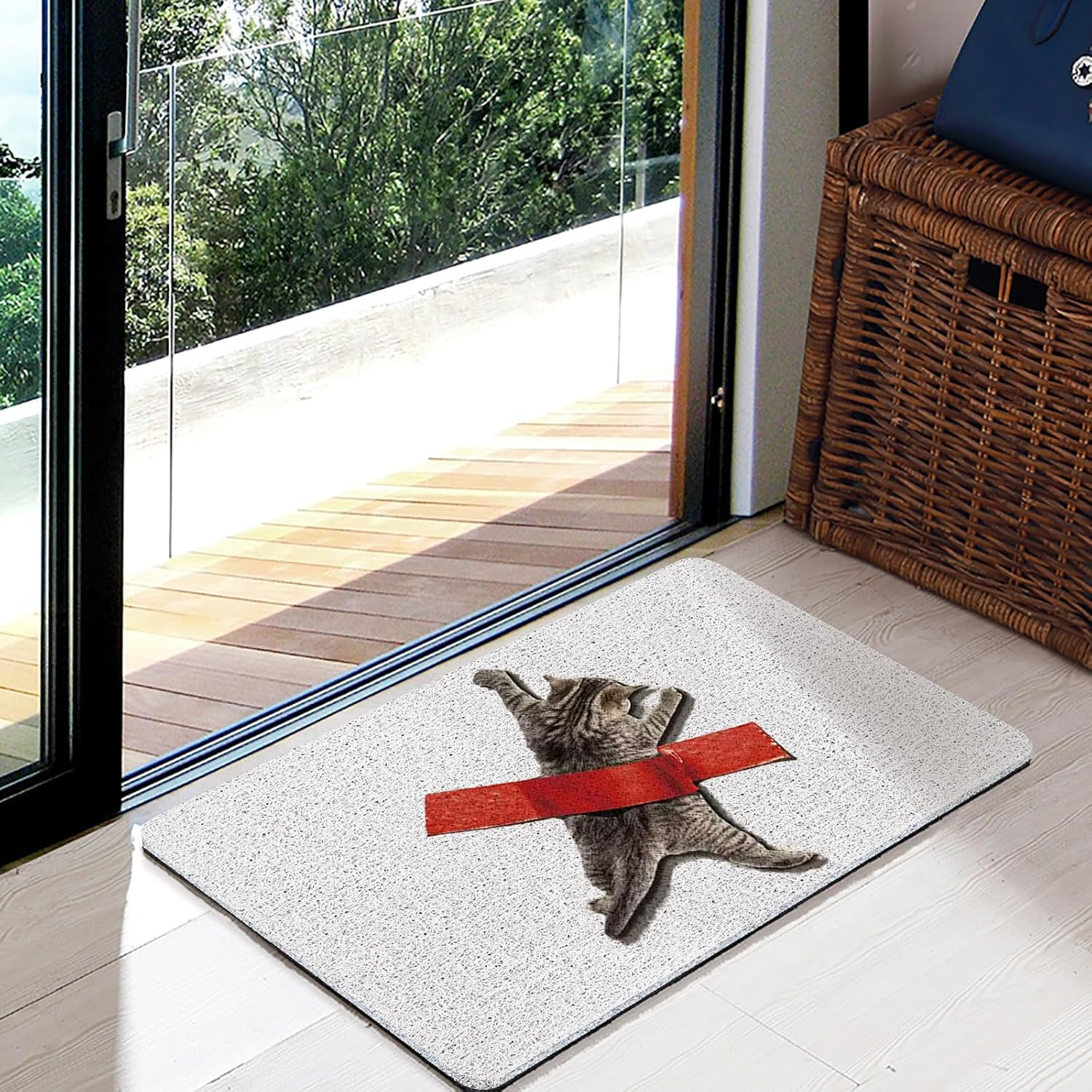 Cat Front Door Mat outside Entrance Non Slip Welcome Mats Outdoor Doormat Funny with Rubber Backing Easy to Clean Indoor Mats High Traffic Areas Entry